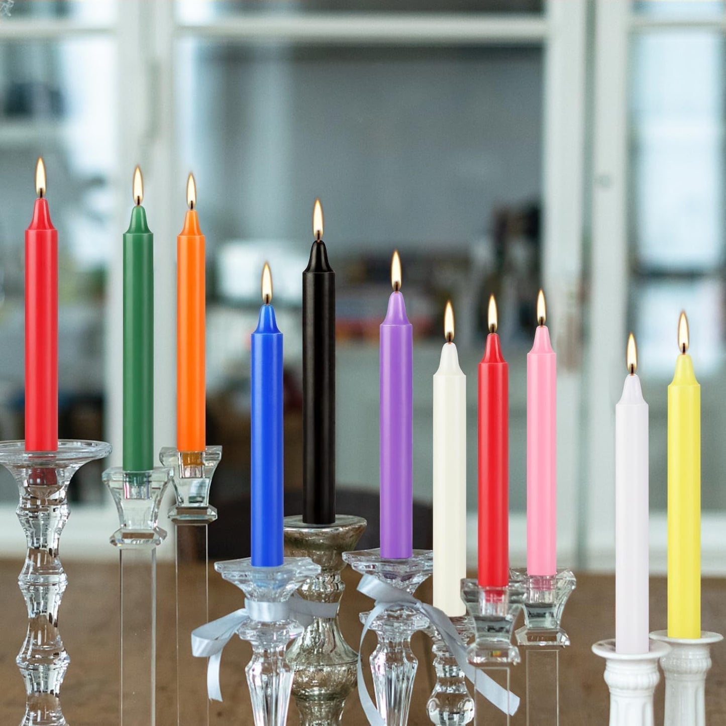 Set of 20 Multicolor & Chime – Premium Mini Taper Candles for Rituals, Prayer, Birthdays, Meditation, Altar - 4 Inch Tall, Unscented. (Multicolor, 20 (Pack of 1))