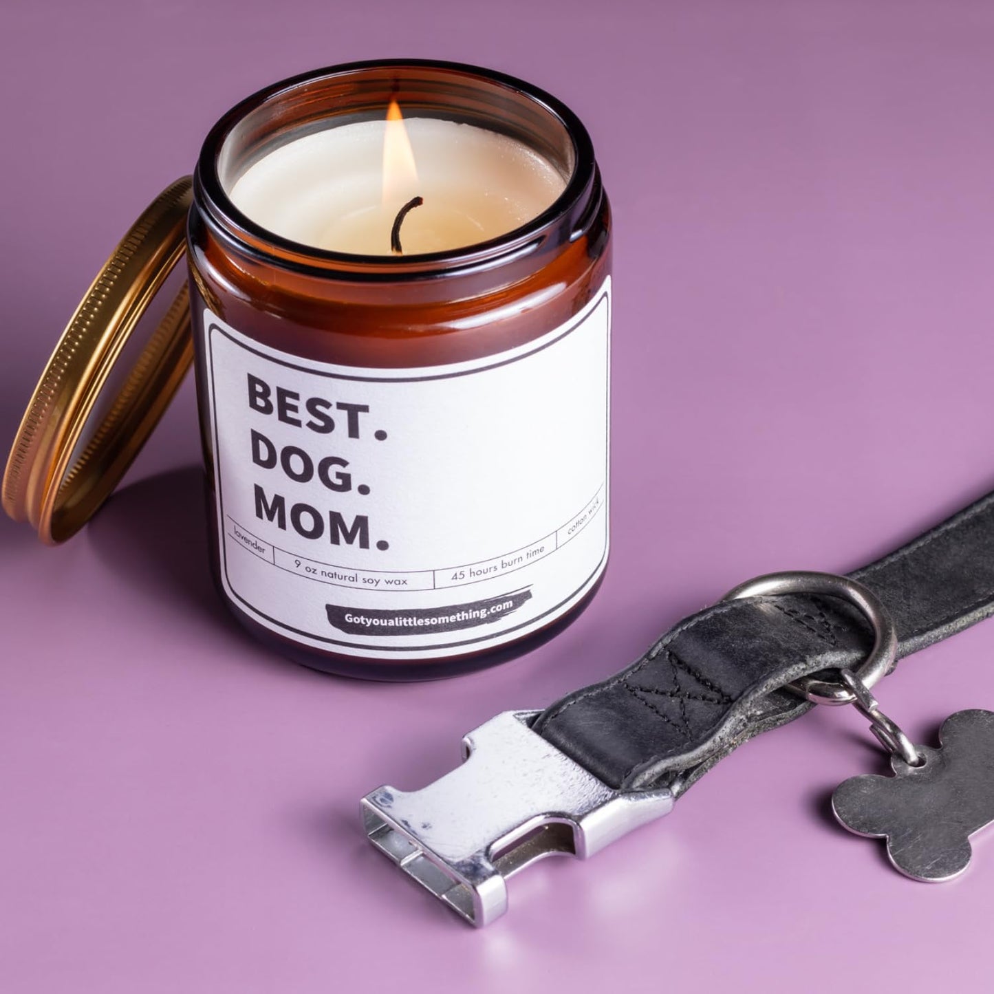 Best Dog Mom Scented Candle | Lavender Vanilla, 100% Soy Wax, Long Burn Time | Dog Mom Gifts for Women, New Puppy Funny Present Idea for Pet Lover, Fur Mama Gift for Mothers Day for Friends, Coworkers