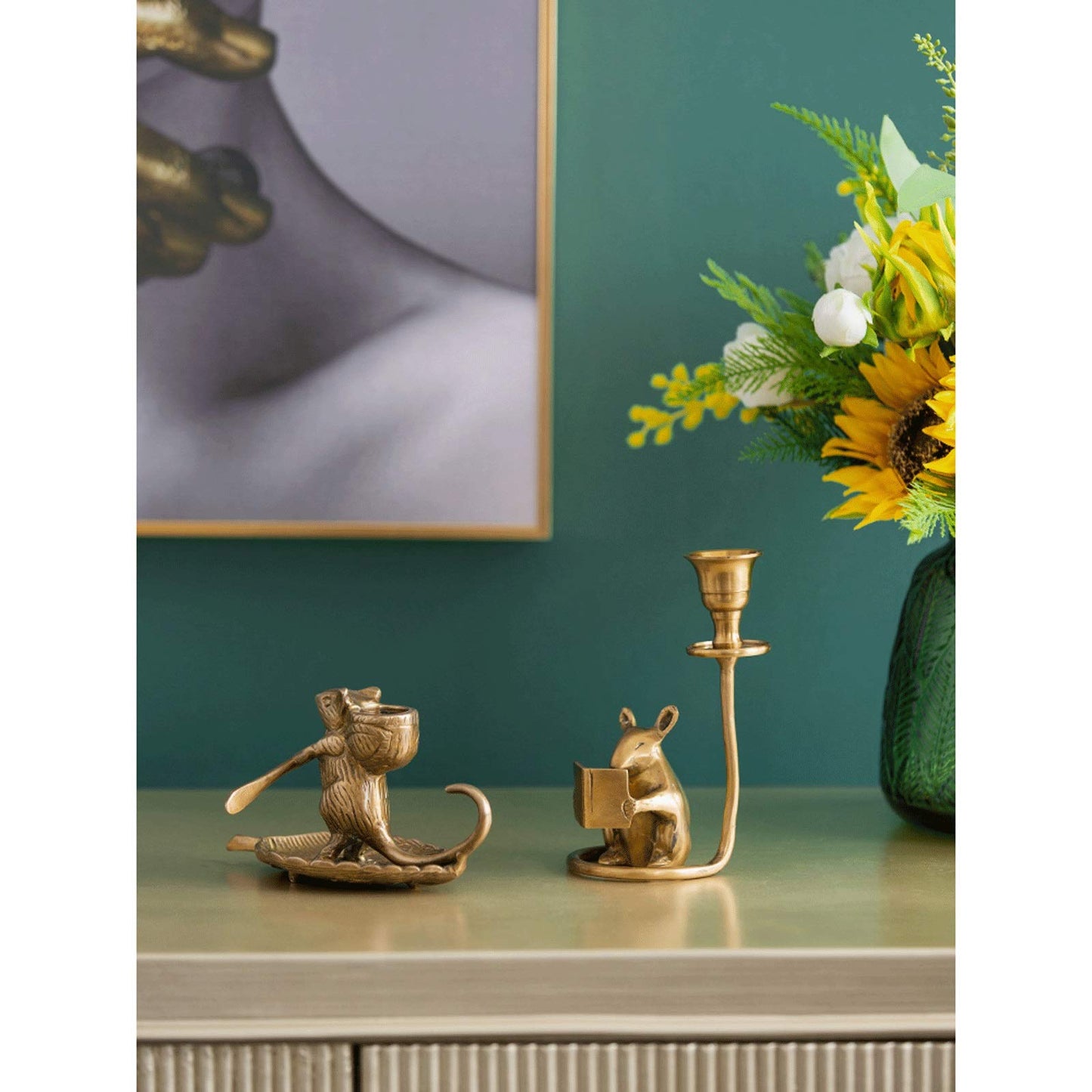 Candle Holderss Retro Pure Copper Taper Candle Holders, Creative Animal Rat Candlestick Holders, Centerpiece Table Decorative Modern Candlelight Dinner Metal Candle Stand Decorative Candlestick