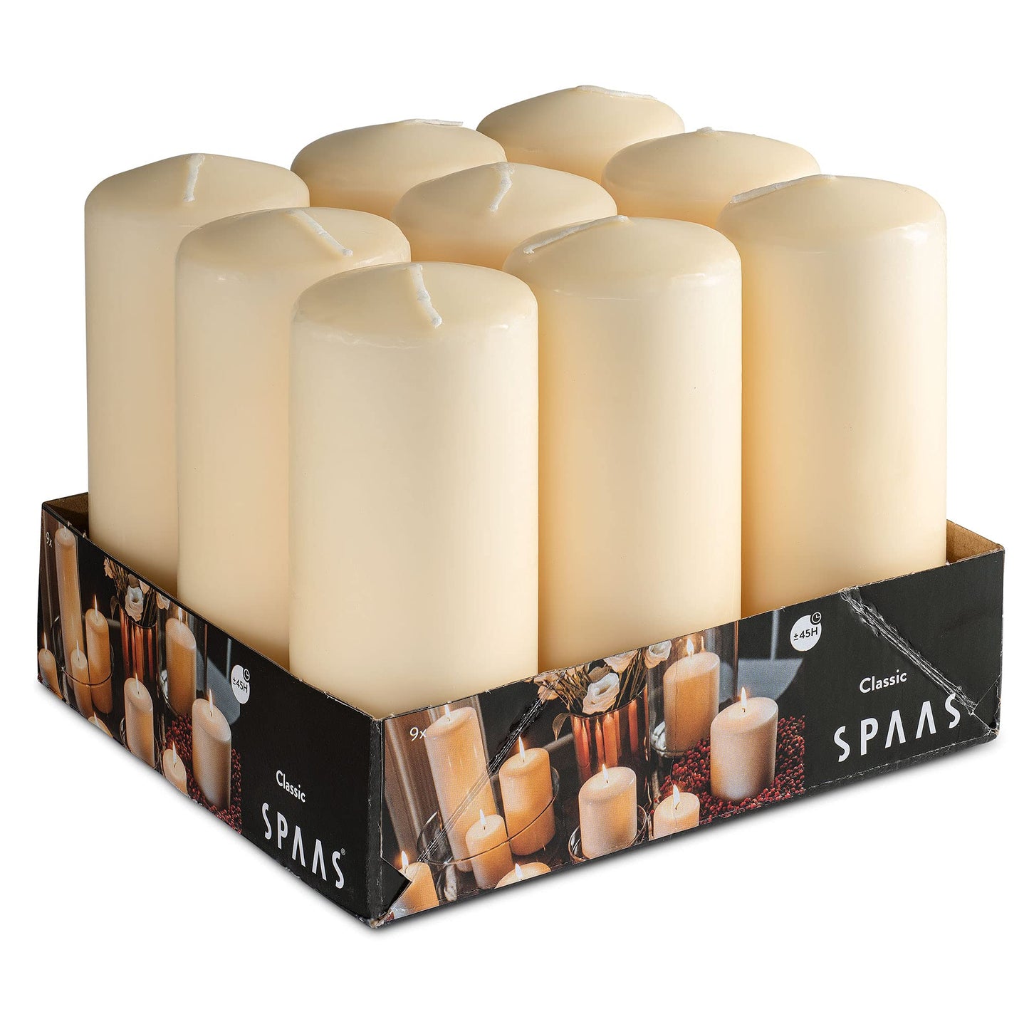 SPAAS Ivory Pillar Candles - 9 Pack | 6 Inch Large Ivory Dripless Pillar Candles for Home Decor, Memorial, Vigil, Parties, Wedding, Decorative Lantern