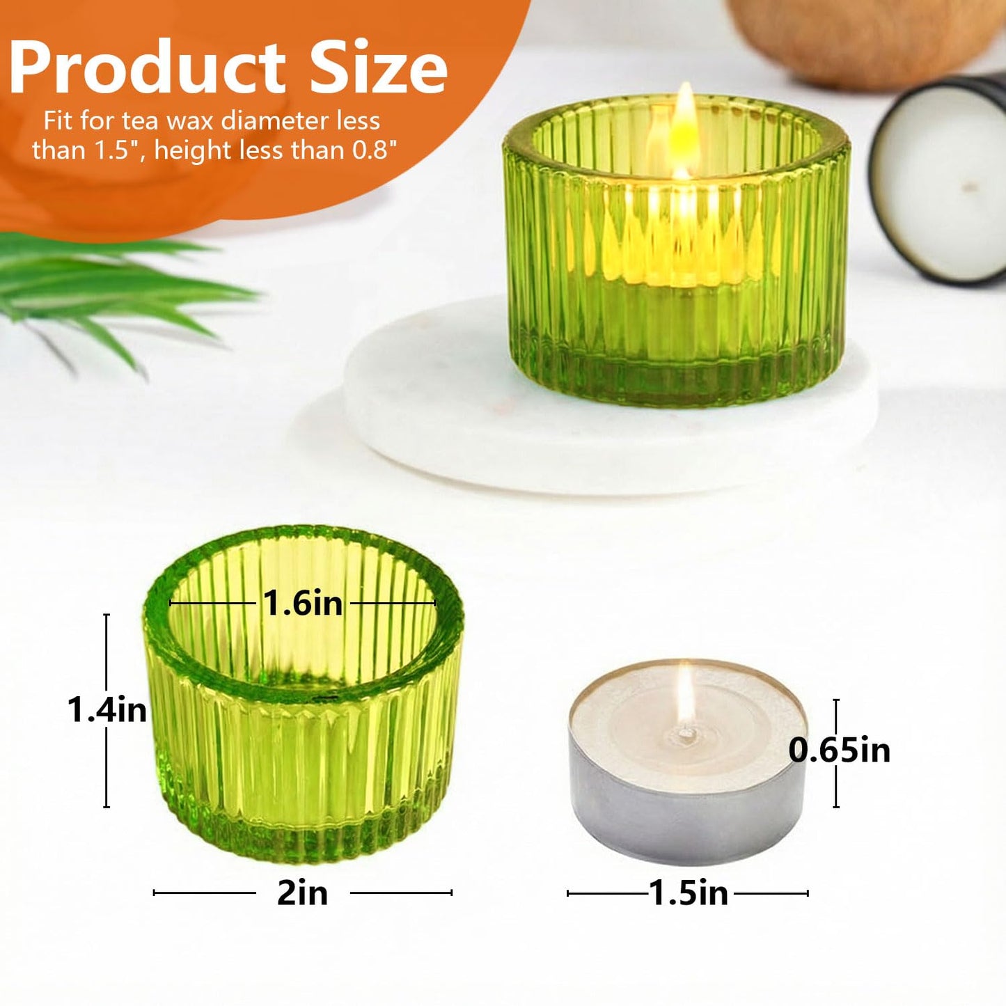 JOYIT Green Votive Candle Holders Bulk Set of 12, Tealight Candle Holder for Wedding Table Centerpiece, Glass Small Candle Holders for Birthday Party, Valentine's Day, Home Decor (2''X 1.4'')