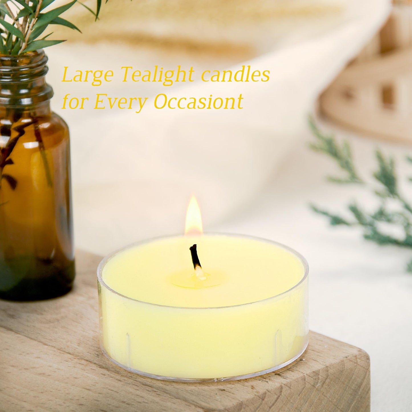Scented Tealight Candles, 6Pcs Lemon Natural Soy Tea Lights Candle - 8 Hours Long Burning, Smokeless and Clean Burn for Home Decor, Dinner, Weddings, Party