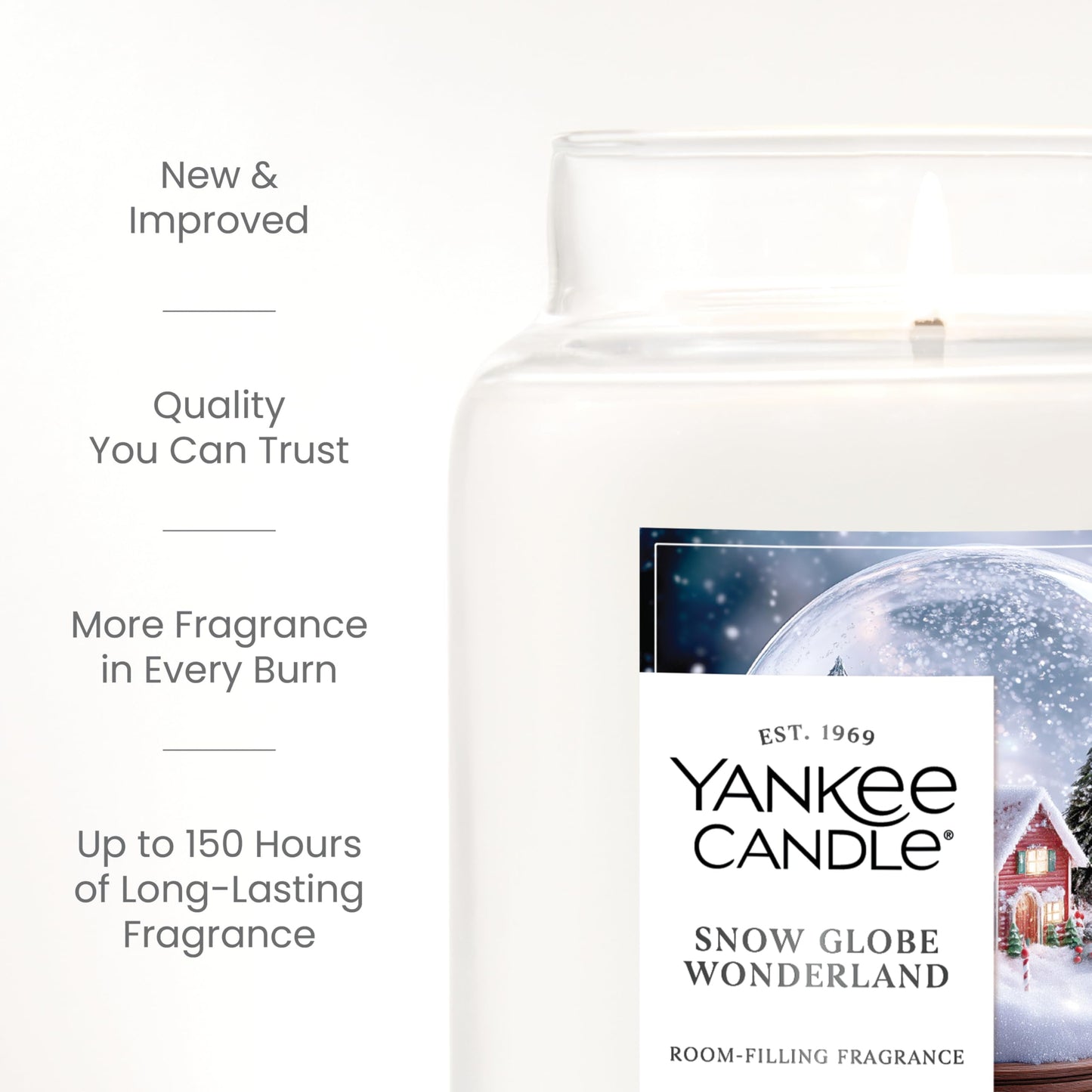 Yankee Candle Snow Globe Wonderland, Christmas Scented Candle, 22oz Large Jar with up to 150 Hour Burn Time, Giftable