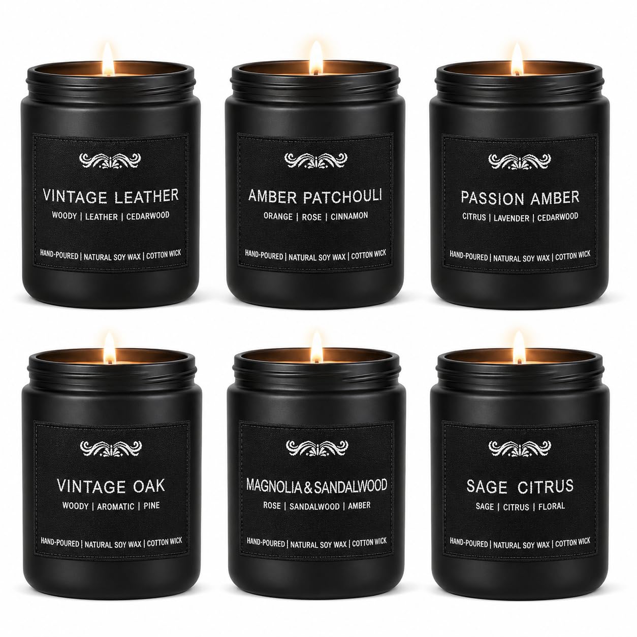 6 Pack Candles for Home Scented Aromatherapy Candles Gifts Set for Mens, Men Candle Set, 42 oz 300 Hour Long Lasting Candles Gifts for Men Birthday Anniversary Present