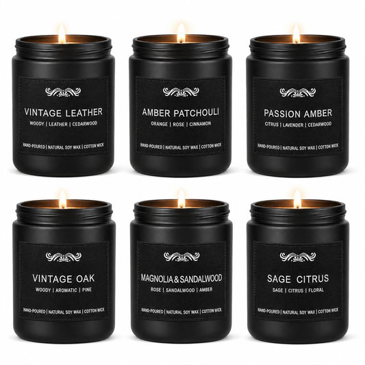 6 Pack Candles for Home Scented Aromatherapy Candles Gifts Set for Mens, Men Candle Set, 42 oz 300 Hour Long Lasting Candles Gifts for Men Birthday Anniversary Present