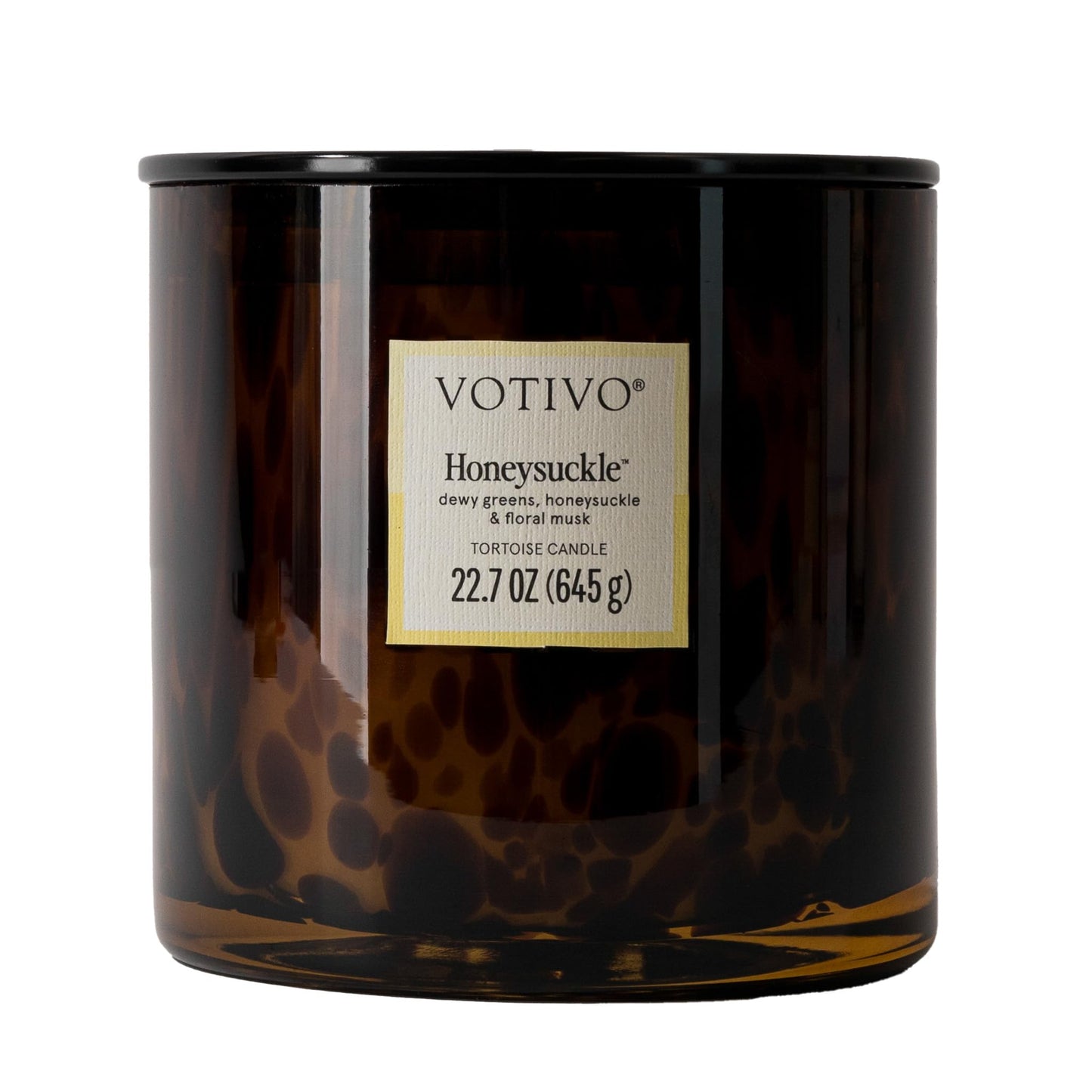 Votivo Honeysuckle Tortoise Scented Candle | 22.7 oz Soy Wax Blend | Floral Scent | Decorative Home Decor Tortoiseshell Pattern | 100 Hour Burn Time
