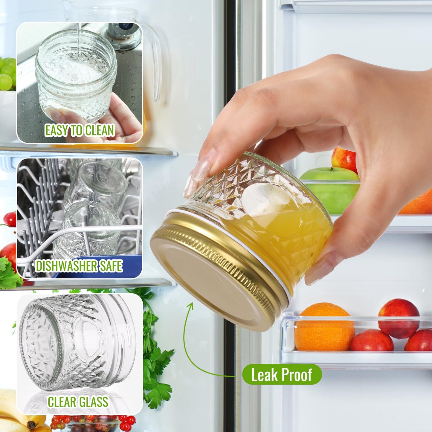 Mcupper 40 Pack Small Mason Jars, 4oz Mini Mason Jars with Gold Lids, Canning Jars For Dessert, Honey, DIY Candle