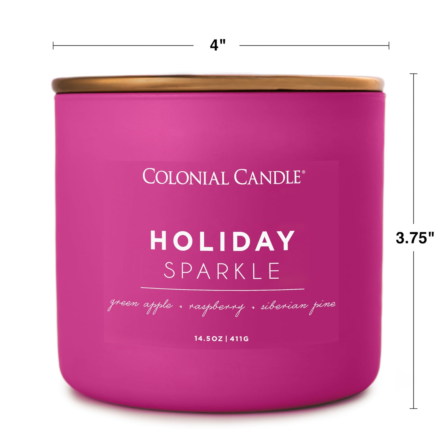 Colonial Candle Holiday Sparkle Scented Jar Candle, Pop of Color Collection, 3 Wick, Purple, 14.5 oz - Up to 60 Hours Burn