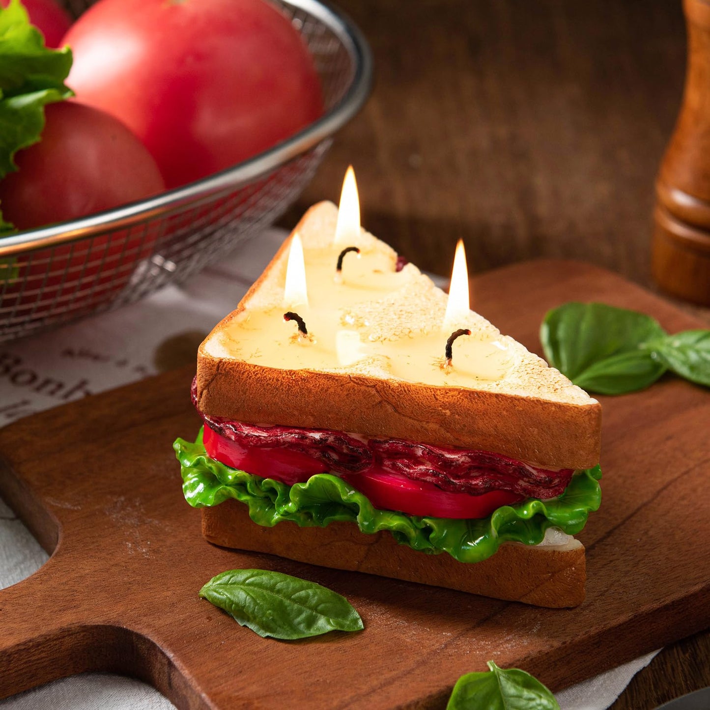 BLT Sandwich Realistic Food Scented Vegetable Wax Candle