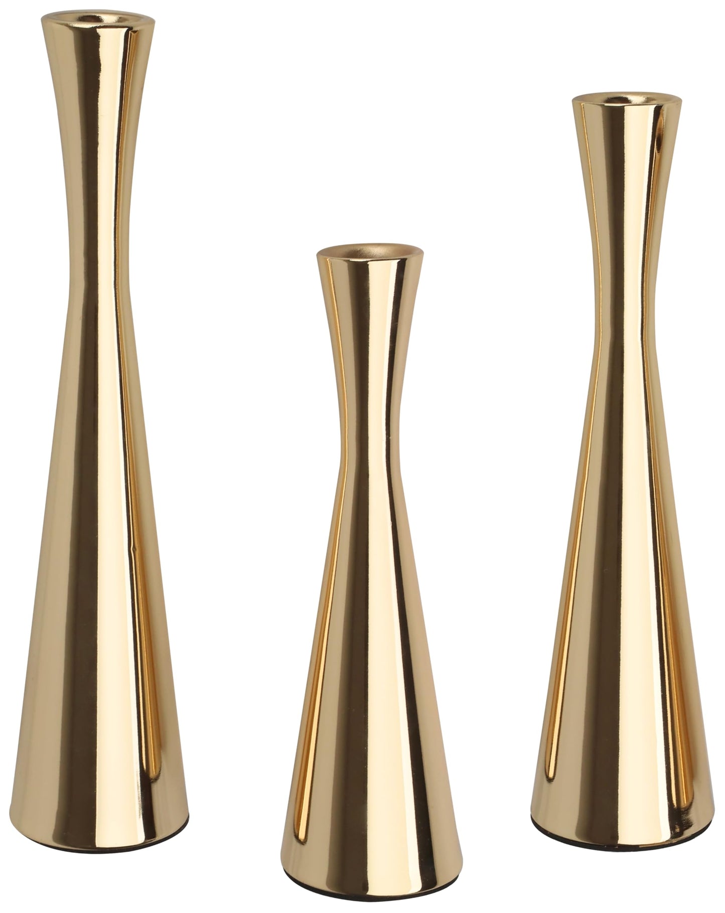 Vixdonos Light Gold Taper Candle Holders Metal Candlestick Holders Set of 3 Table Mantel Decorative Candle Stand for Dinning,Party，Wedding,Home Decor(Light Gold)