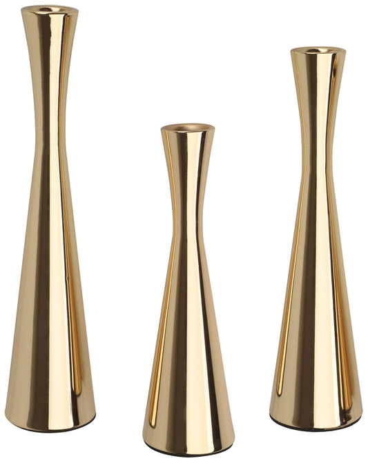 Vixdonos Light Gold Taper Candle Holders Metal Candlestick Holders Set of 3 Table Mantel Decorative Candle Stand for Dinning,Party，Wedding,Home Decor(Light Gold)