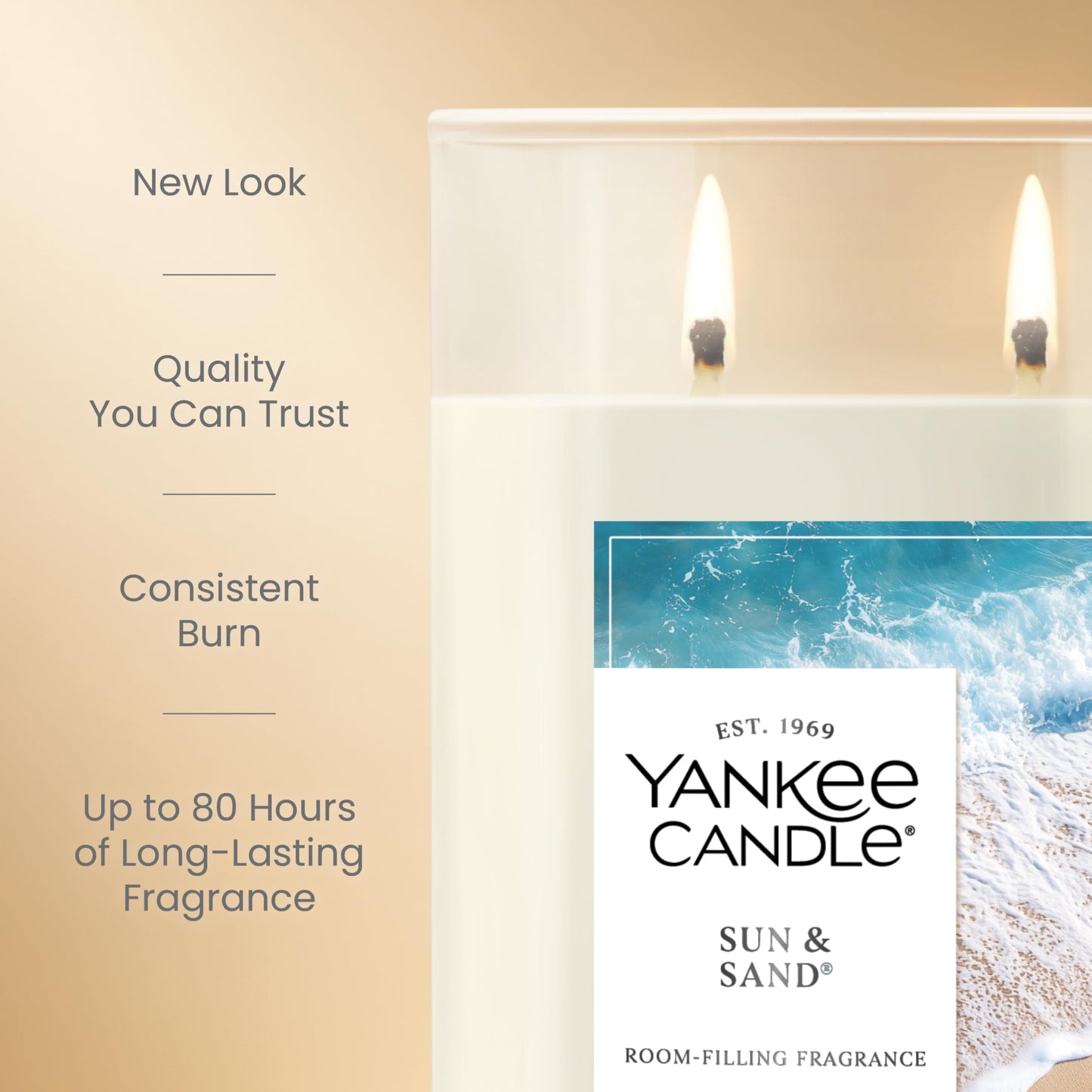 Yankee Candle Large Tumbler Scented Candle with up to 80 Hour Burn Time, Premium Plant Wax Blend for Consistent Burn, 20 oz Tumbler Candle with Room Filling Fragrance, Sun & Sand