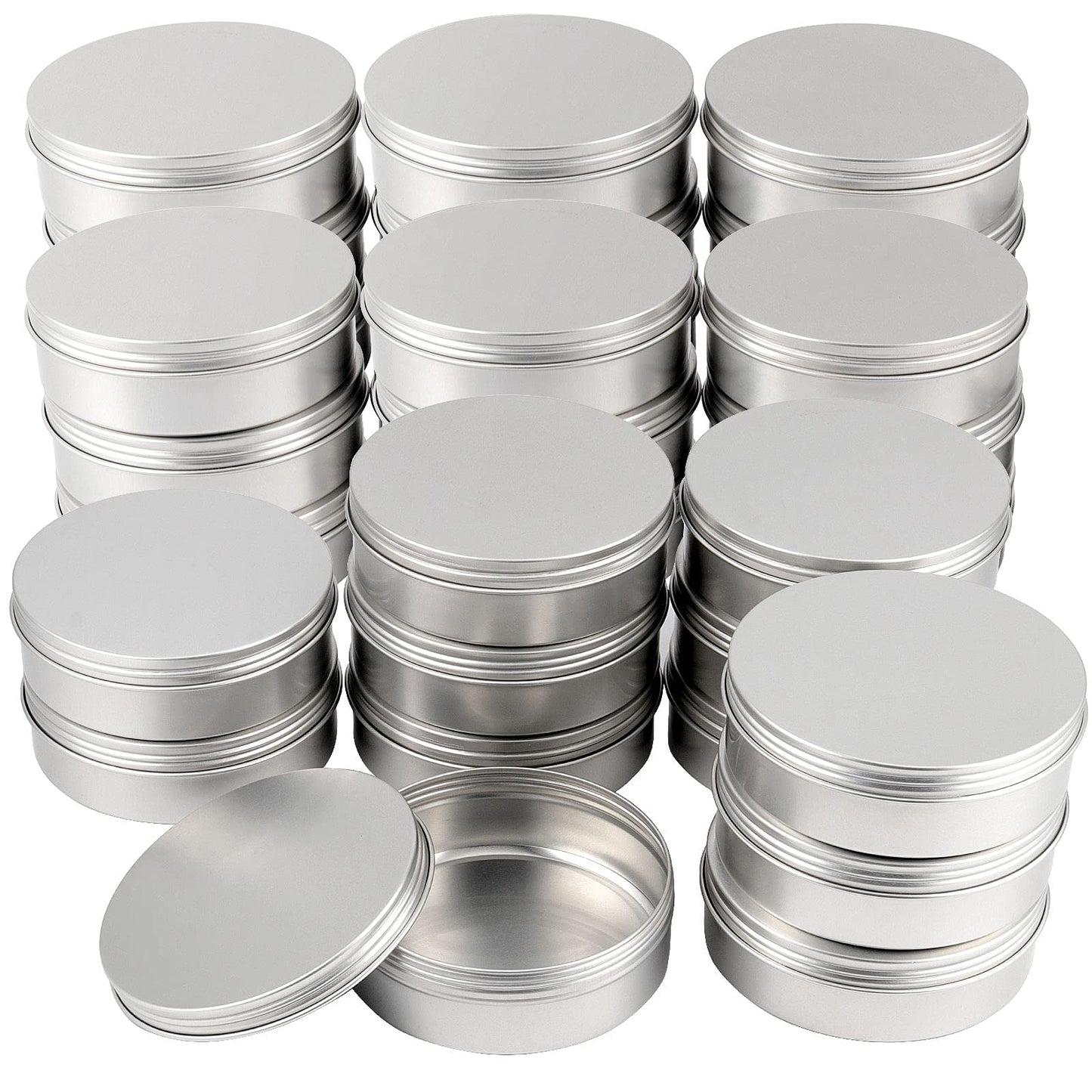 SEHOI 30 Pack 10 OZ Aluminum Tins Cans, Large Round Metal Tins Jars with Screw Lid, Metal Tin Food Candle Containers for Cosmetic, Spices, Candies