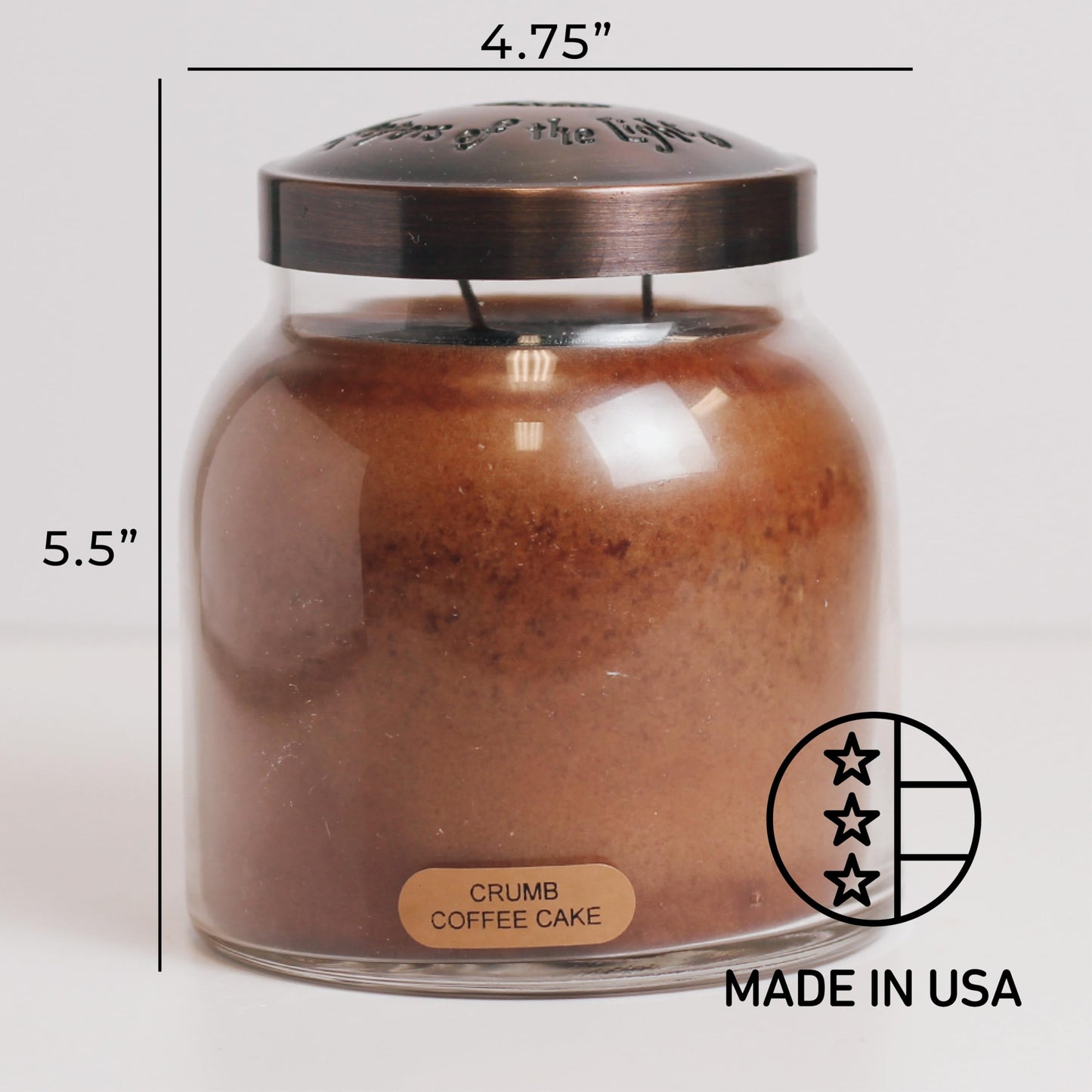 A Cheerful Giver — Crumb Coffee Cake - 34oz Papa Scented Candle Jar with Lid - Keepers of the Light - 155 Hours of Burn Time, Gift for Women, Brown