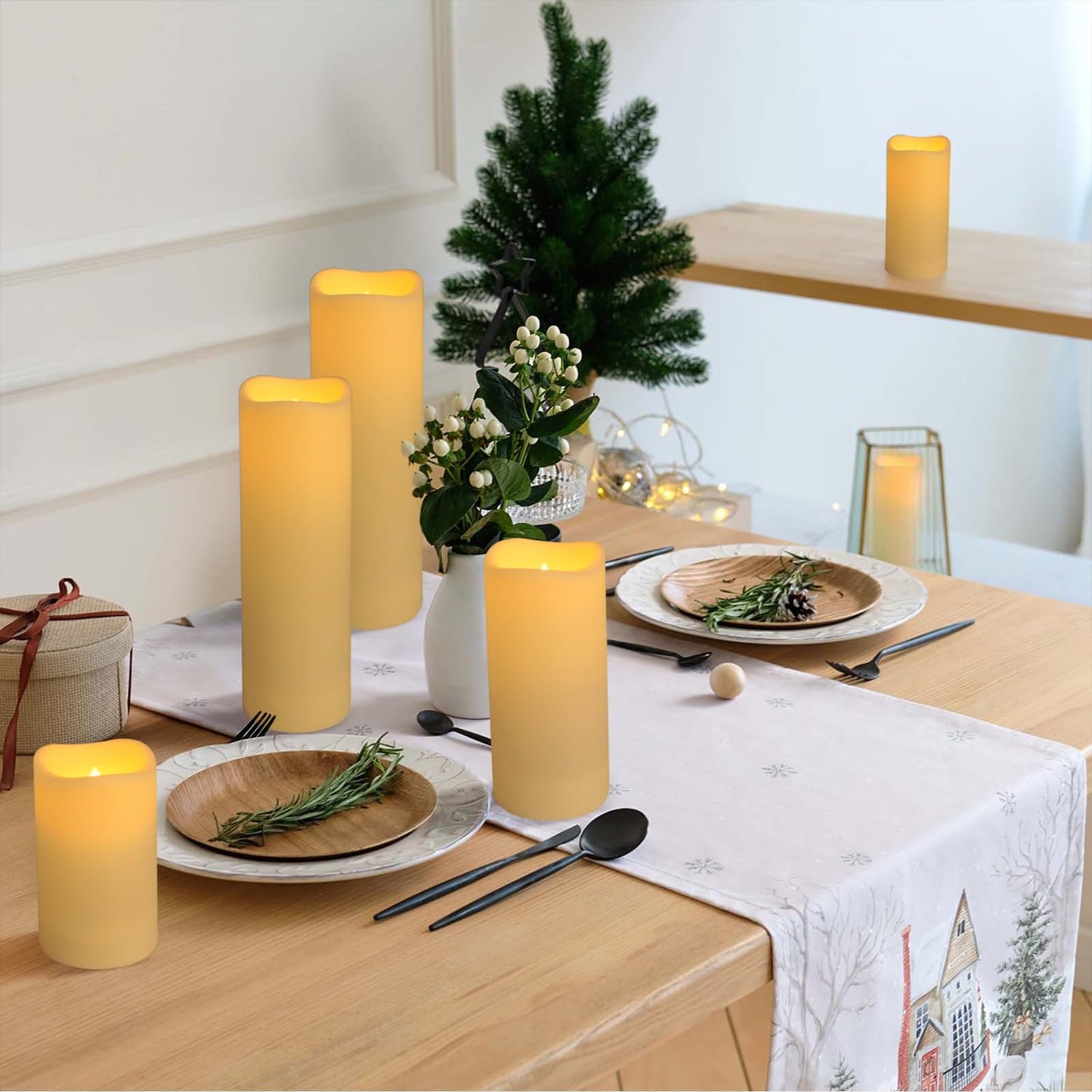 Wfmolcand 144-Pack LED Flameless Flickering Candles with Remote Control and 2/4/6/8 H Timer Led Pillar Candles of Wedding, Table, Halloween,Christmas Decorations and Special Occasions (Three Sizes)