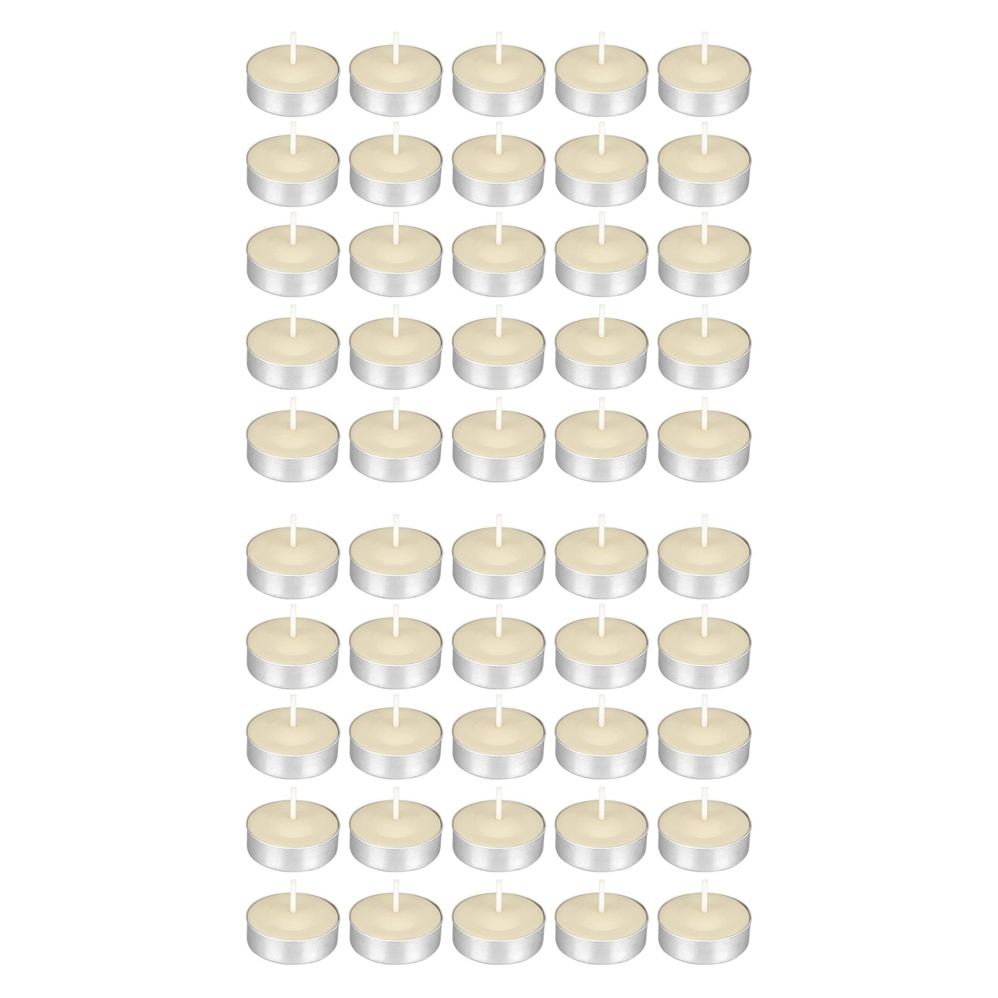 Mega Candles 50 pcs Unscented Ivory Tea Lights Candles, Pressed Wax Candle 3.5 Hour Burn Time, Home Décor, Wedding Receptions, Occasions, Festivities, Events, Meditations, Spa, Prayers, Vigil