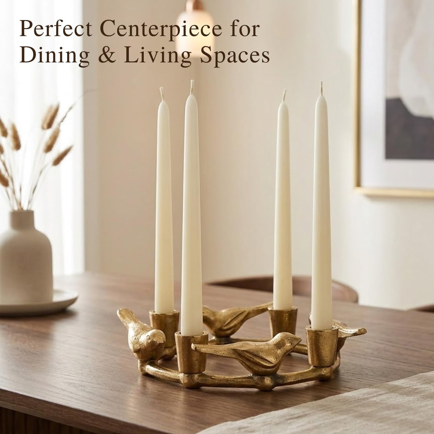 Gold Plated Bird Tealight Candle Holder | Decorative Aluminium Multi Candle Stand for Dining Table, Coffee Table & Living Room Décor, Bird Design Table Centerpiece.