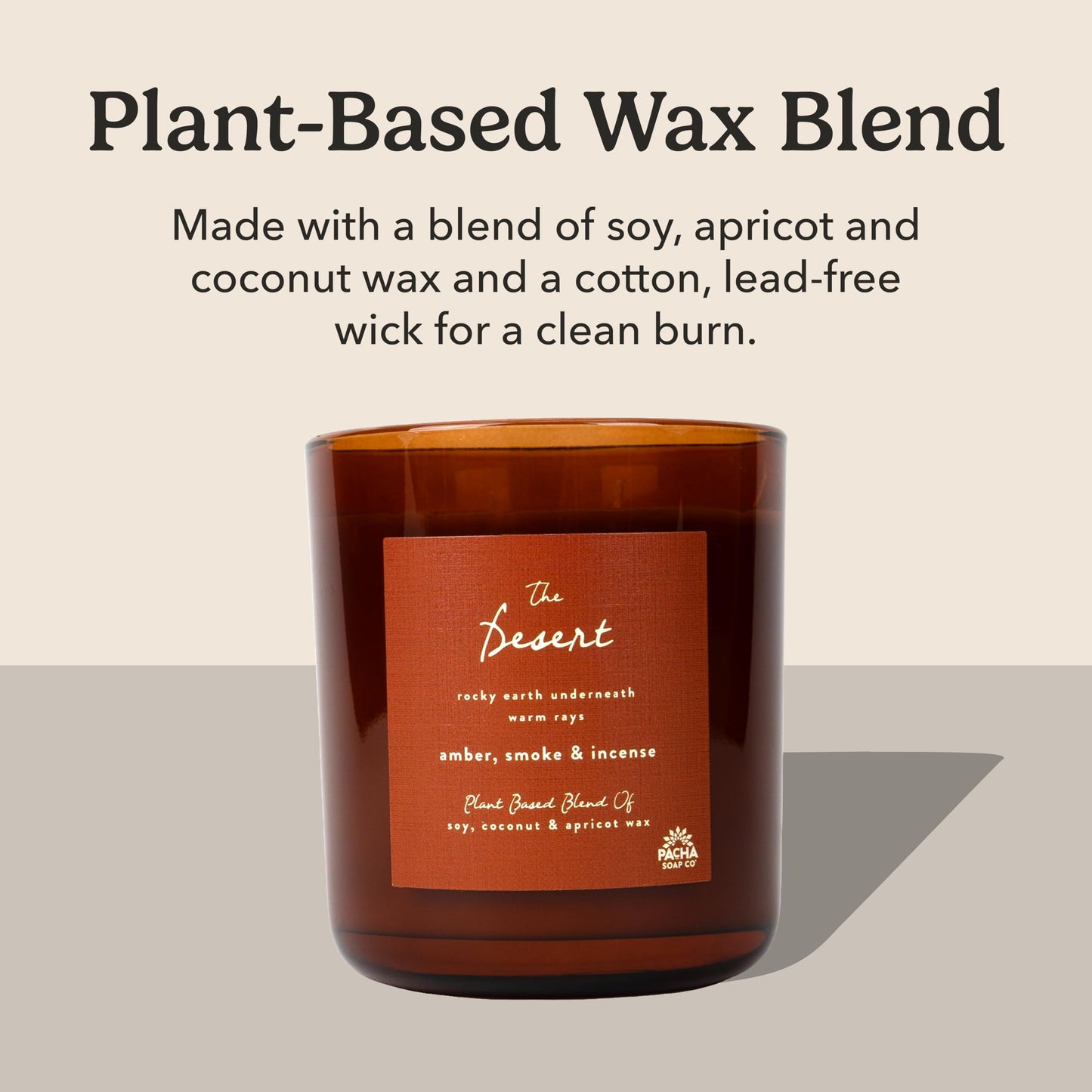 PACHA SOAP Co. Origins & Elements Candle Collection, The Desert, 12 oz - Scents of Amber, Smoke & Incense - Clean Burning, Soy, Coconut & Apricot Wax, Lead-Free Wick, Cruelty-Free, Recyclable