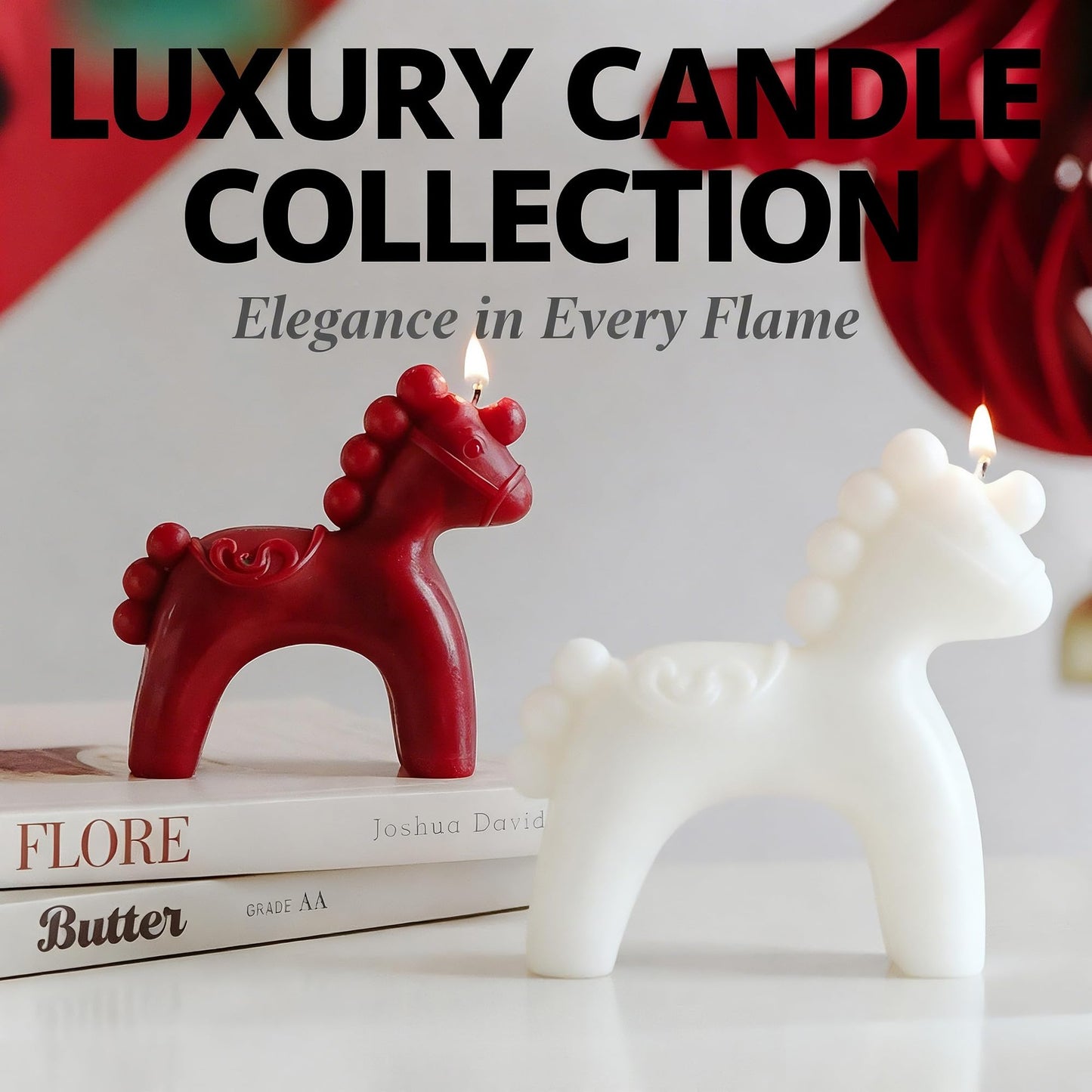 Horse-Shaped Scented Candle,Adorable Animal Design,Soy Wax Smokeless Candle with Floral Fragrance,New Year Gift of Positive Energy,Perfect for Christening Favors,Home Decor