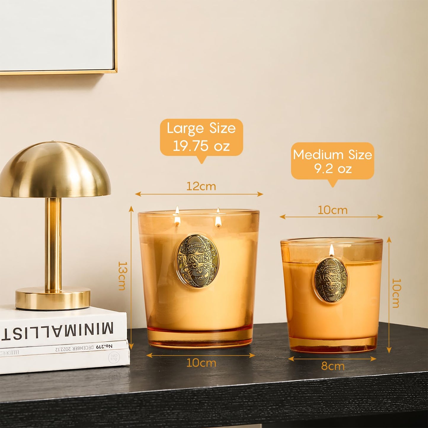 M&SENSE Natural Soy Candle | Pumpkin Apple Pie & Orange | 9.2 oz, 50H Burn Time | Luxury Scented Candle for Relaxation, Gifting, Home Décor | Ideal for Bedroom, Office, Party Ambiance