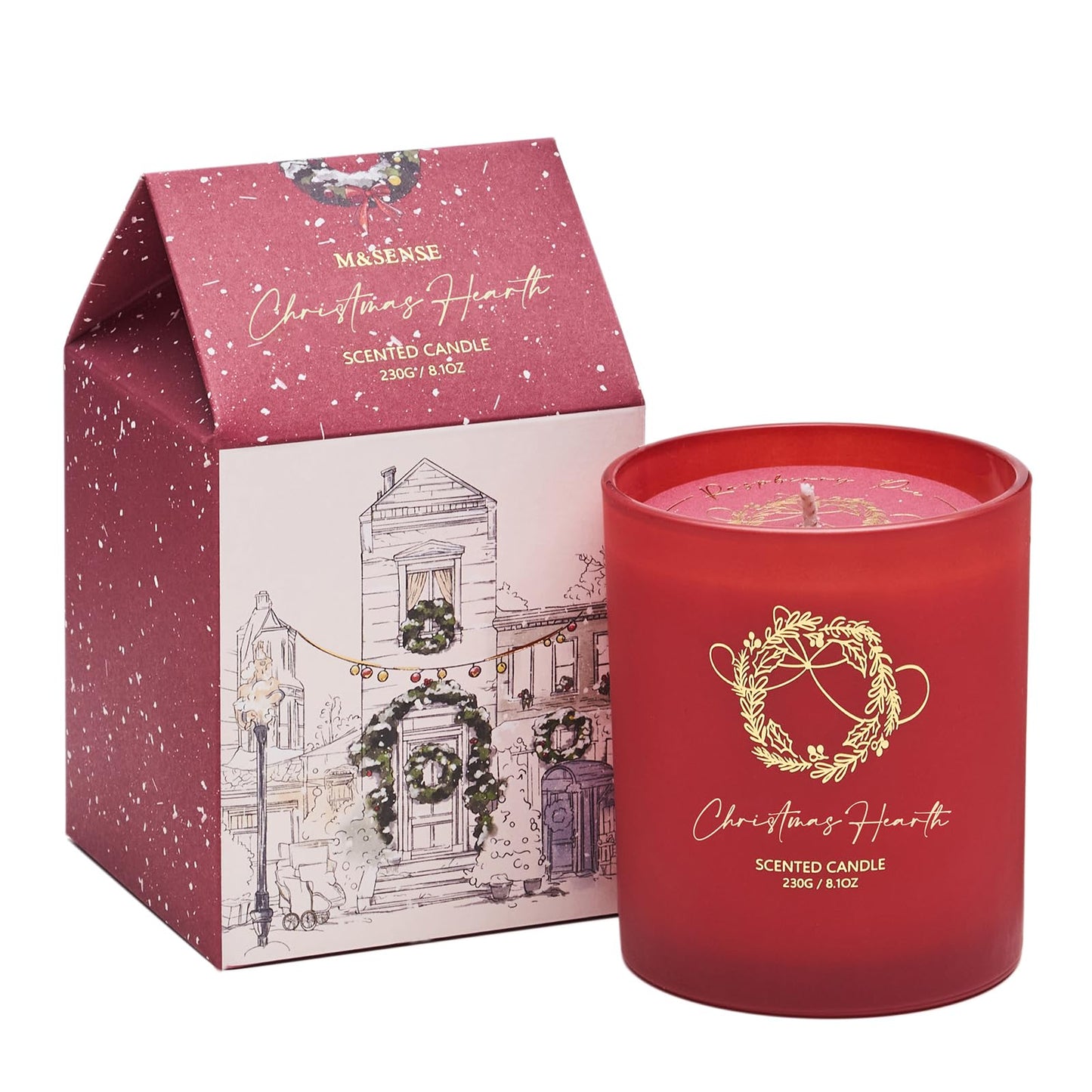 M&SENSE Christmas Holiday Candle - Christmas Hearth Scent, 8.1oz Soy Wax, Ideal Winter Home Decor Gift for Women and Men
