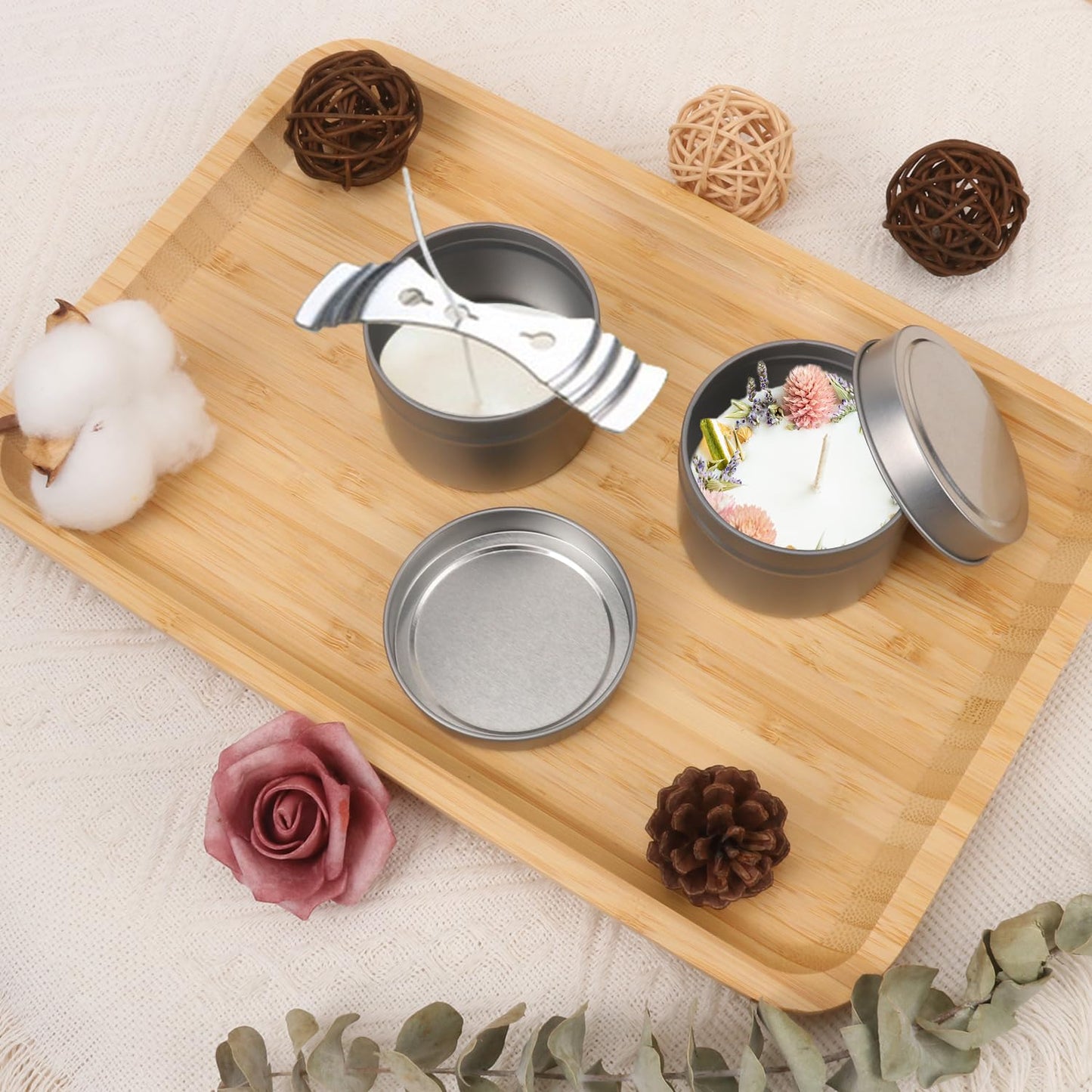 IHDYPPEW 48 Pack 4 oz Silvery Candle Tins with Lids, Empty Tin Candle Jars for Making Candles, Party Favors, Spices, Jewelry, Cosmetics