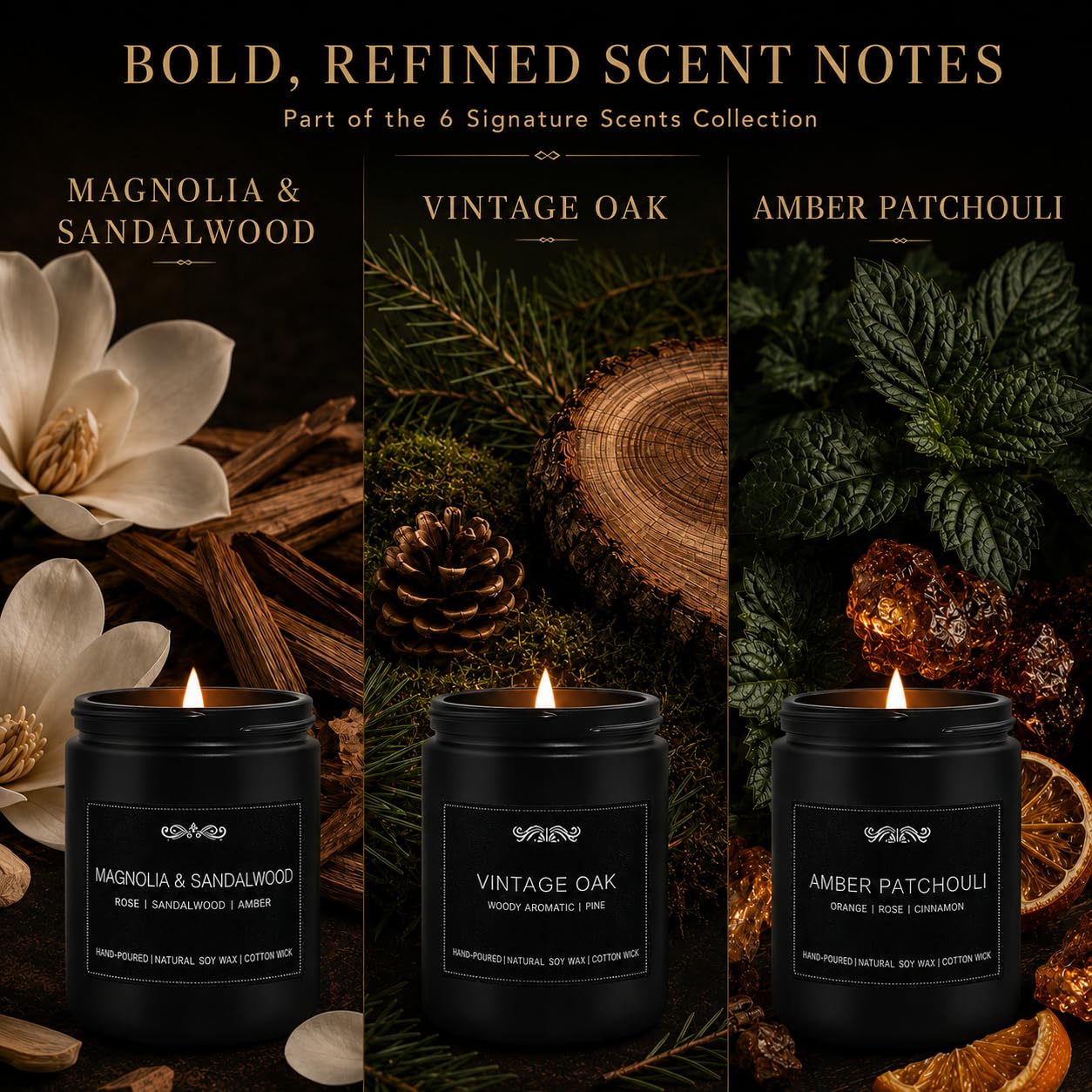 6 Pack Candles for Home Scented Aromatherapy Candles Gifts Set for Mens, Men Candle Set, 42 oz 300 Hour Long Lasting Candles Gifts for Men Birthday Anniversary Present