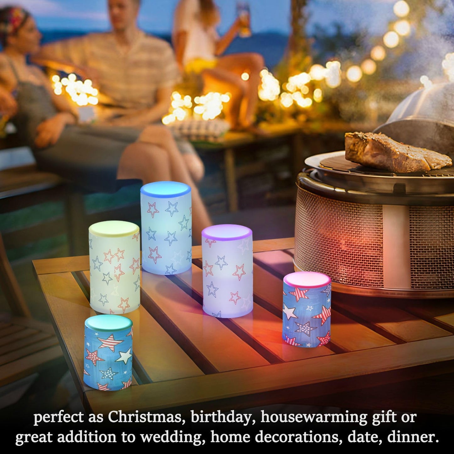 JULYTO Flameless Candles with Remote and Timer Navy Blue Fluid Ink Marble Battery Operated Candles Set of 2 Sparkling Flickering Pillar Led Fake Candles for Halloween Christmas Wedding Decor