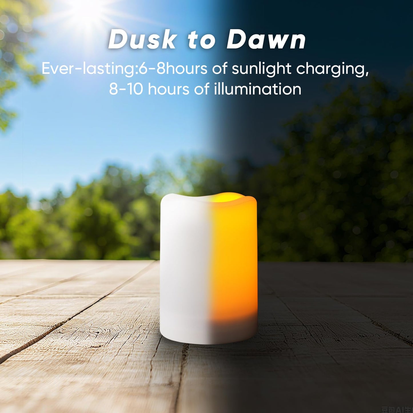 Homemory Large Solar Candles Outdoor Waterproof, 4"x6", Dusk to Dawn, Solar Powered Flameless Candles for Outdoor, Lanterns