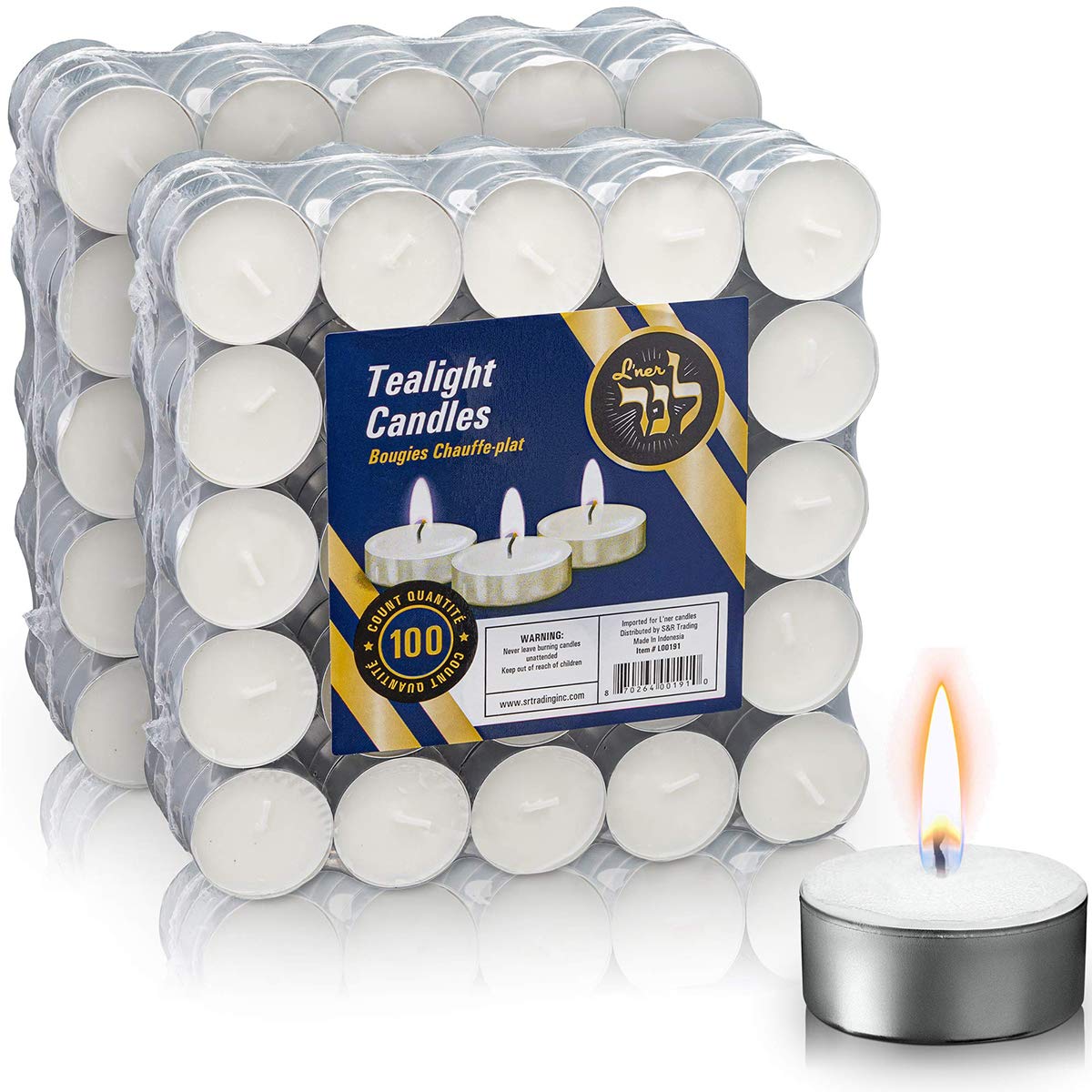 L'ner Tea Light Candles – Set of 200 Unscented Tea Lights – Burns Aprx. 4 Hours – Party & Ambience Candles – Restaurant Decorations