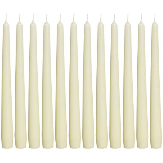 BOLSIUS Ivory Taper Candles - 12 Pack Individually Wrapped Unscented 10 Inch Dinner Candle Set - 8 Burn Hours - Premium European Quality - Smokeless & Dripless Household Wedding & Party Candlesticks