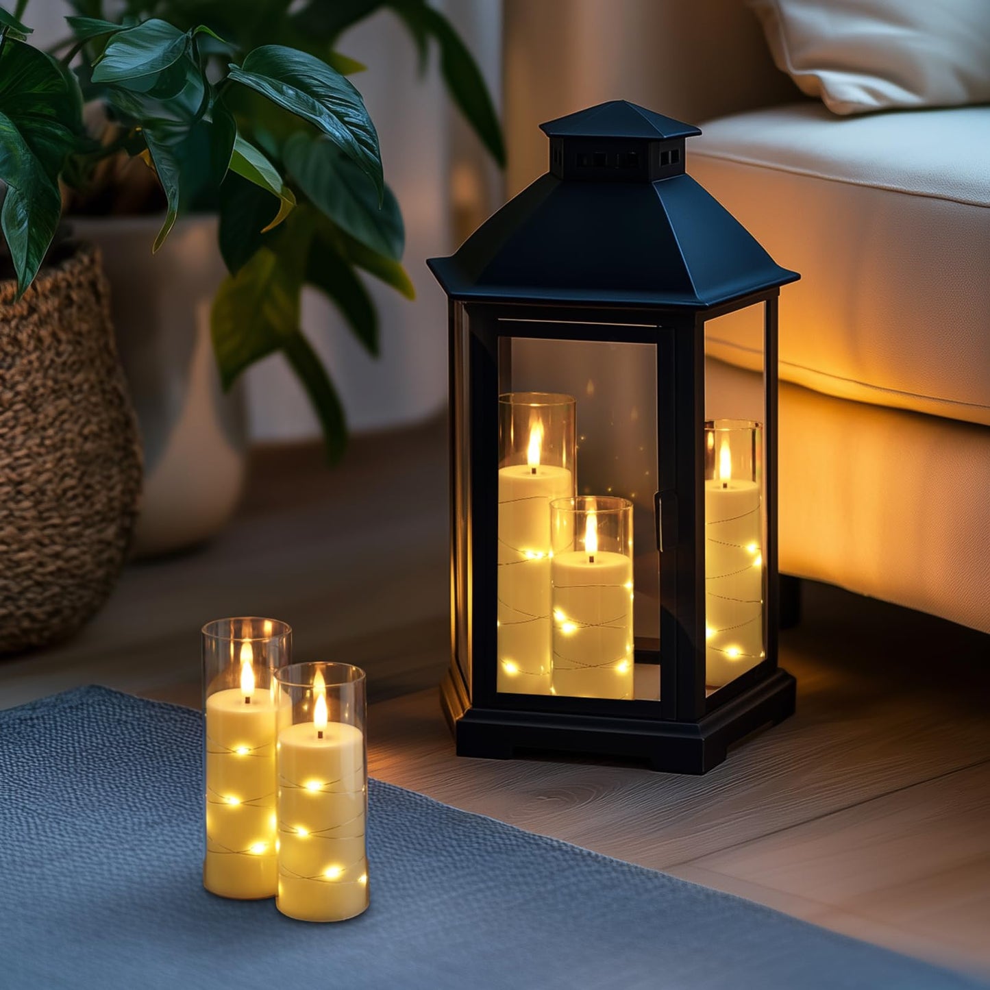 Homemory Ivory Flameless LED Candles with Remote Control & Timer, Battery Operated Star Lights, Fake Candles, Star Lights Set of 5 for Wedding Decor