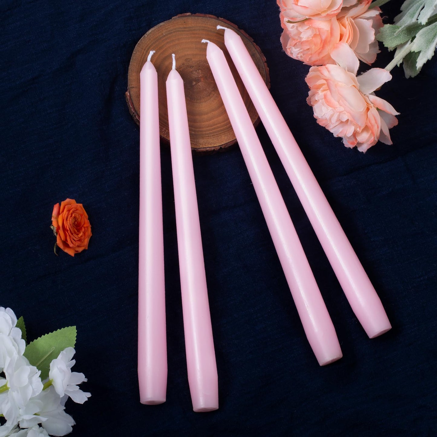 Everymoment Pink Taper Candles - 24 Pack 10 Inch Candlesticks - Dripless & Smokeless for 8 Hours - Unscented Paraffin Wax - Ideal for Wedding Mother’s Day Valentine's Day Baby Shower & Romantic Decor