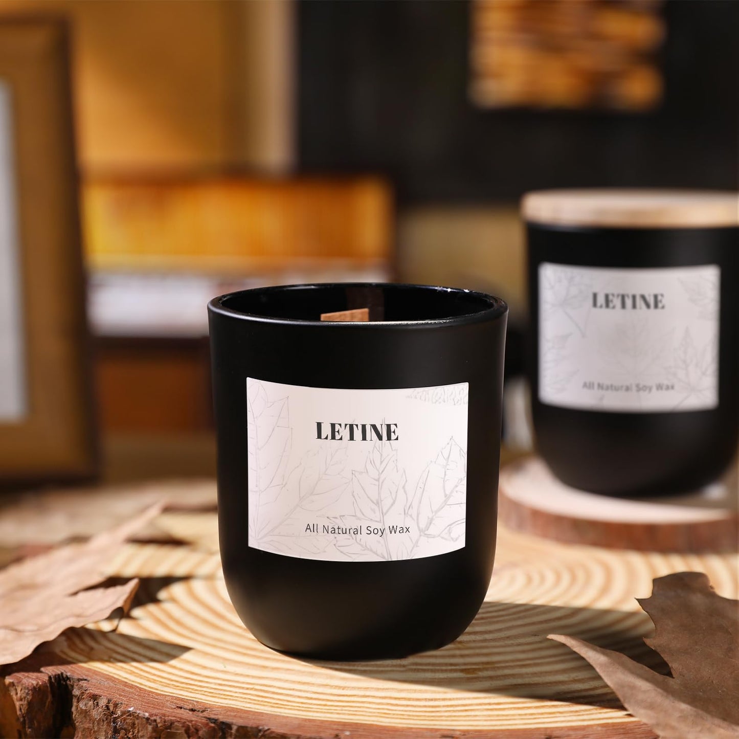 LETINE Matte Black Glass Candle Jars with Lids - 12 Pack, 8 oz Each, Perfect for DIY Candle Making & Storage