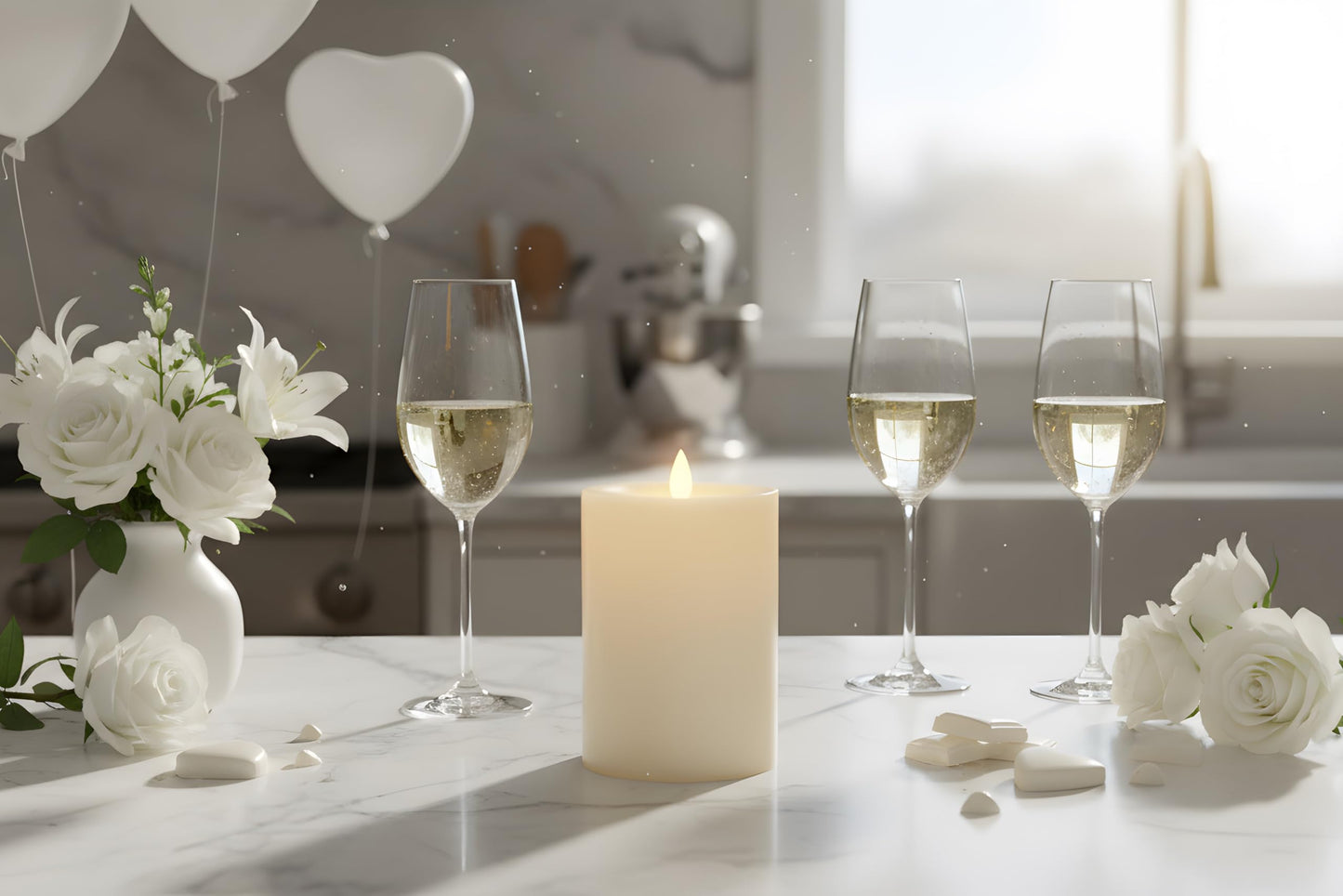 CozierGlow Flameless Pillar Candles Flickering with Remote Timer, Battery Operated LED Candles Up to 400 Hours, 3D Moving Flame Real Wax Candles, D4 x H6, Remote Included (White, 4inx6in)