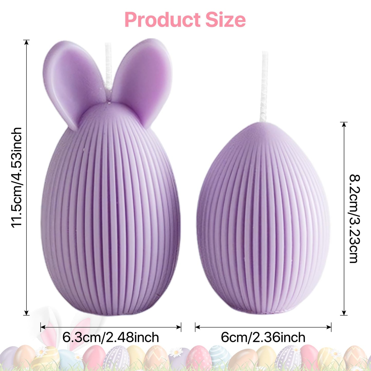 Fieldspark Easter Bunny Candles Purple Set, 2.5'' x 4.5'' Flower & Fruit Scented Candles, Cute Rabbit Shaped Easter Gifts for Kids, Home Decor, Spring Celebration, 2 Pcs