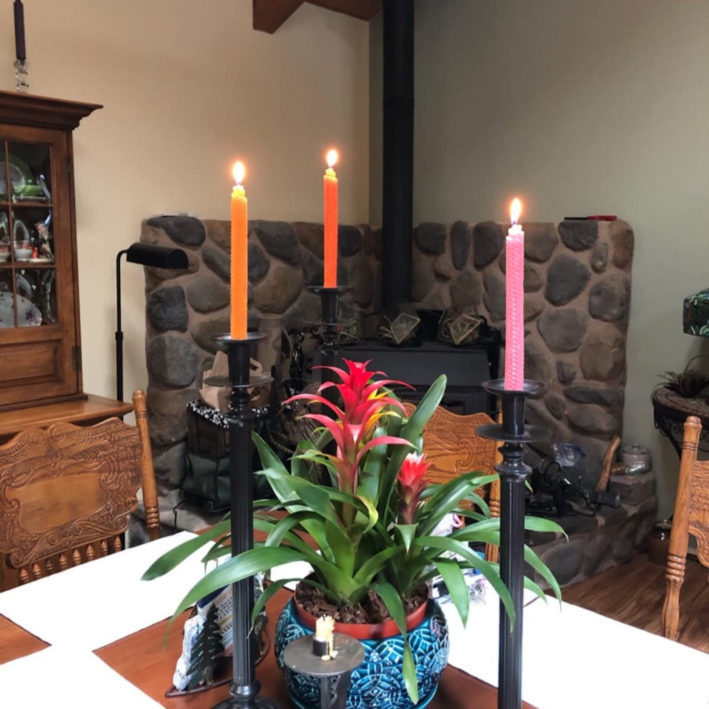 Set of 14 9 Inch Beeswax Taper Candles - Smokeless Unscented Long Burning Dripless Candles for Wedding, Home Decor, Dinner Party, and Holiday Gifting