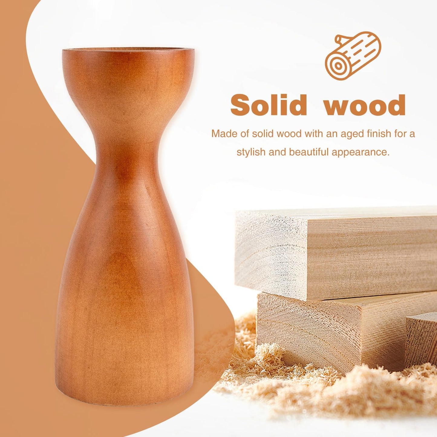 Wood Candle Holders for Pillar Candles Wooden Candlestick Holder Unique arc Design Home Decer with Solid Wood High-End Retro Farmhouse Style (Srown Smooth)