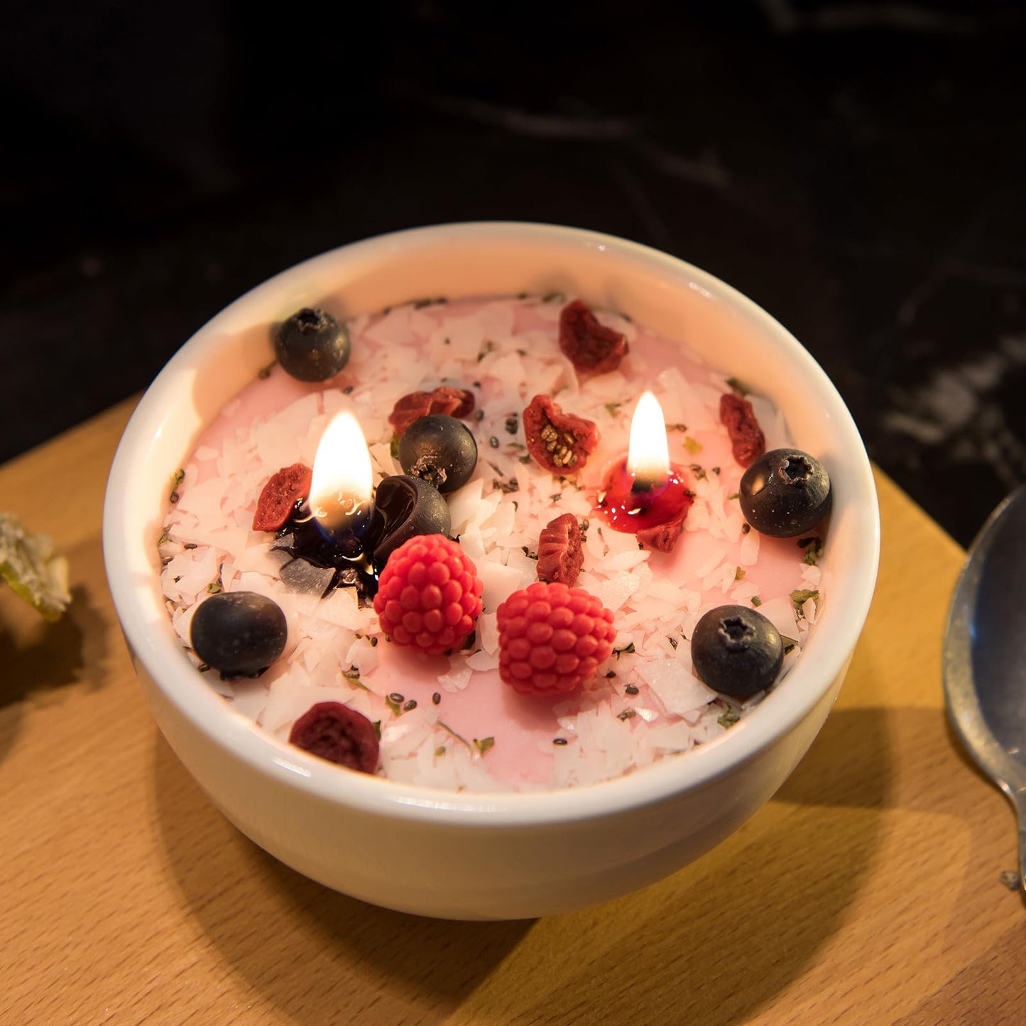 Realistic Fruity Yogurt Smoothie Bowl Scented Vegetable Wax Candle