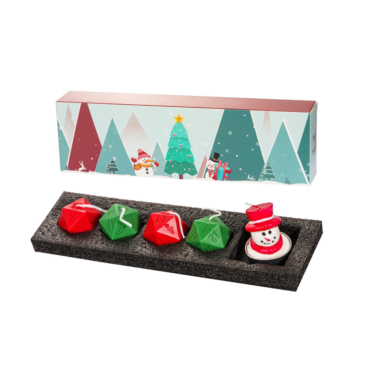 KSNDie D20 Dice Candles Set, Box of 5 Piece, Long Burning Candles, DND Christmas Candle Gift Polyhedral Dice Candle with Gift Box for Home Decor, Christmas, as D&D Gifts