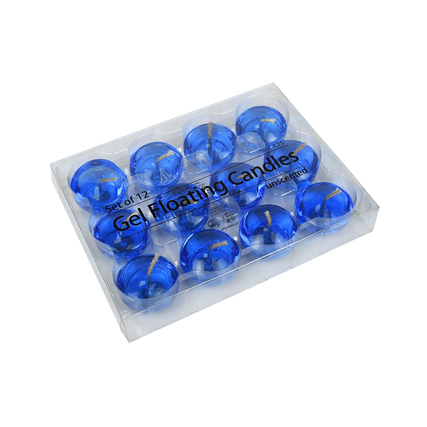 Zest Candle 12-Piece Floating Candles, 1.75-Inch, Clear Blue Gel
