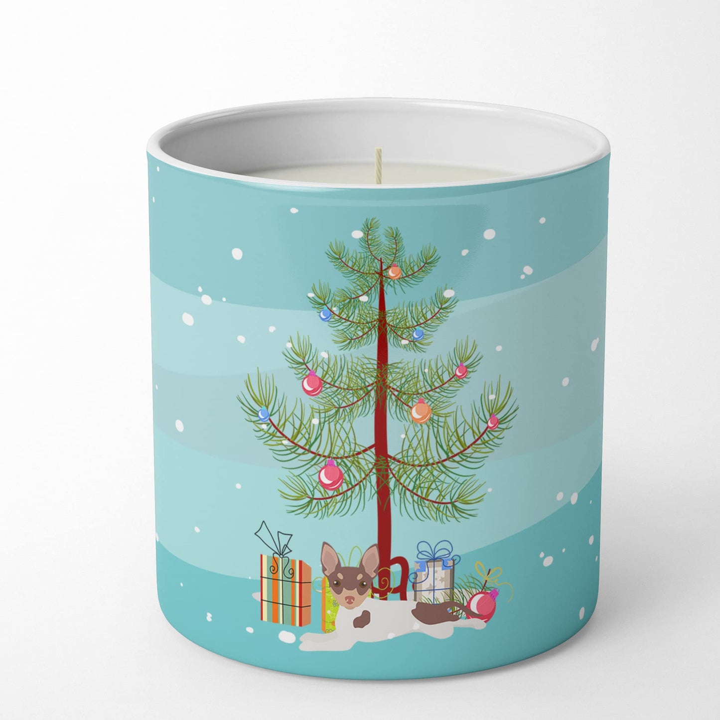 Caroline's Treasures CK3511CDL Toy Fox Terrier Christmas Tree 10 oz Decorative Soy Candle Nature Soy Wax Essential Oil Home Decor Ideal for Bedroom Kitchen Bath Office Gift, 10 oz