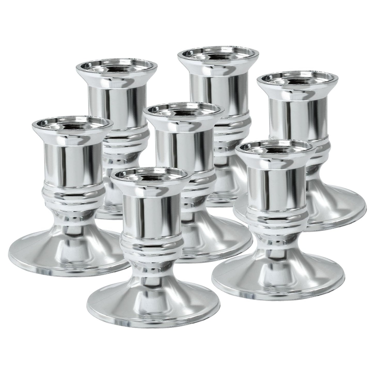 Hordion 24Pcs Taper Candle Holder Silver Plastic Candlestick Holders Decorative Table Centerpiece for Wedding Candlelight Dinner Bridal Showers Party Decor