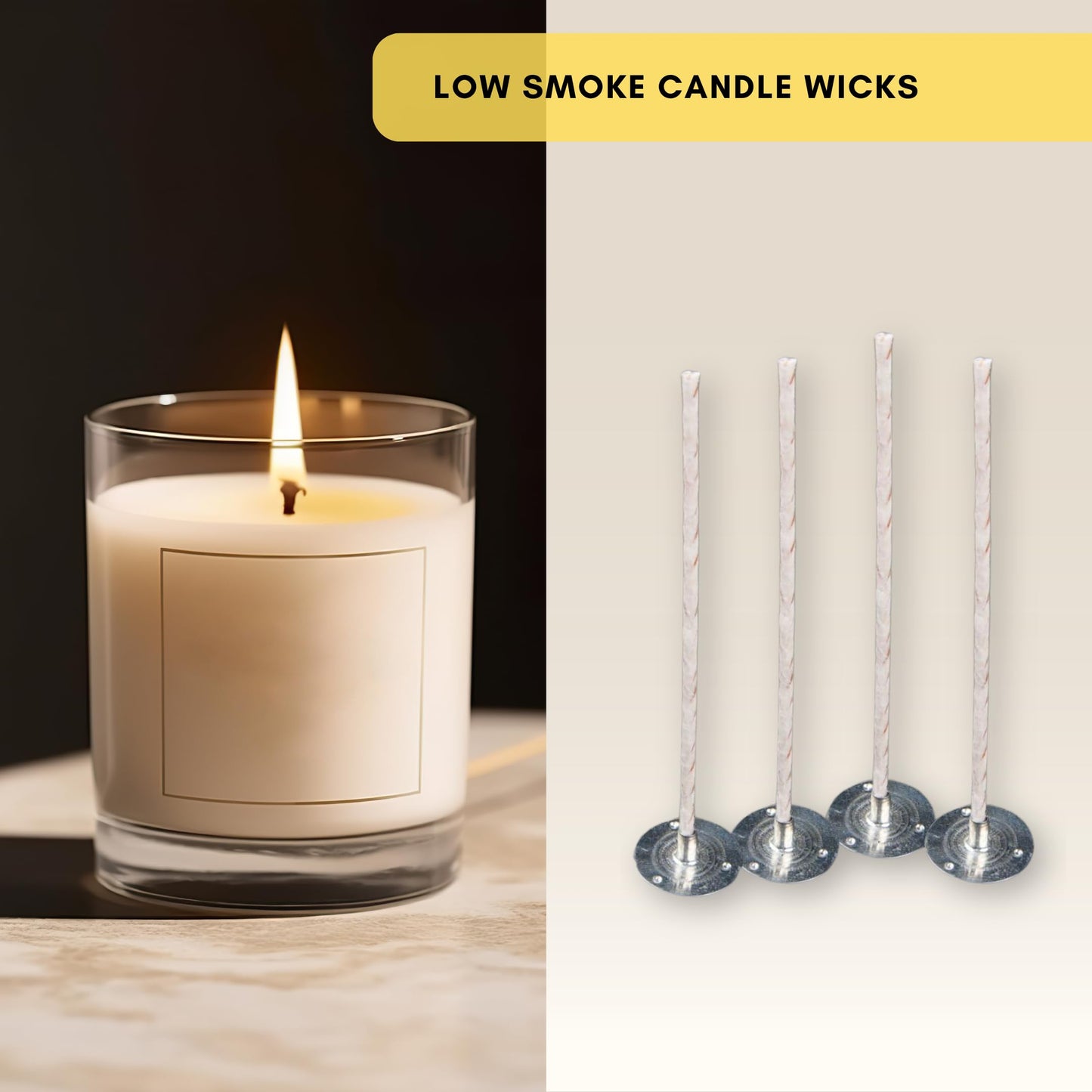 Candle Wicks for Candle Making - 100 Pieces - Coated with Natural Soy Wax, Low Smoke - Cotton Threads Woven with Paper - Contains No Lead, Zinc or Other Metals - Ready to Use