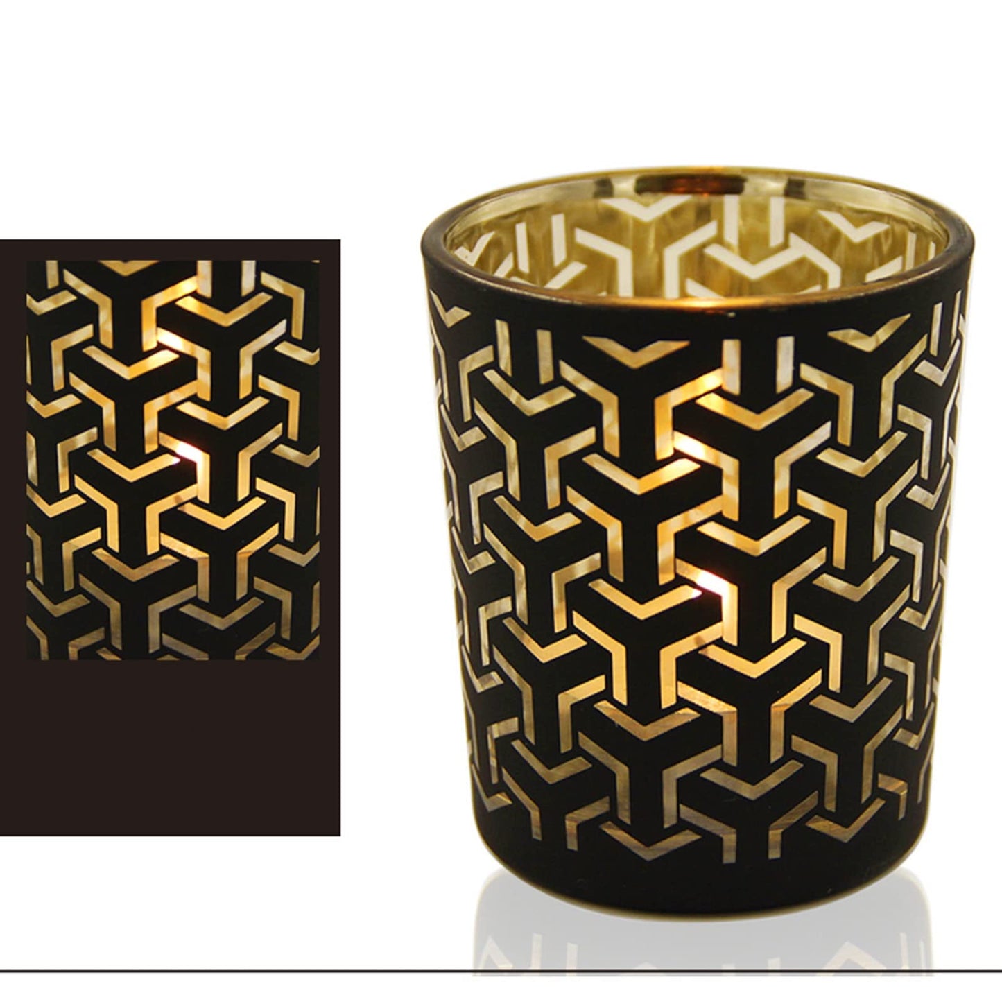Candlestick Holders 4PCS Candle Holder Gold Cup Candlestick Column with Geometric Patterns Desktop Tealight Holder for Table Christmas Party Decoration Candle Holders