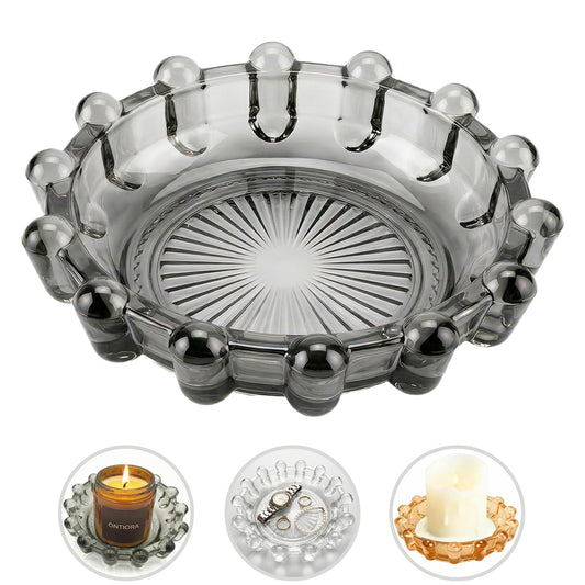 zwzlcfak Bubble Smoky Glass Candle Holder – Modern Anthropologie-Inspired Decor Dish for Small Candles & Diffusers | Stylish Tabletop Accent for Home Bar & Cozy Living Spaces (1, Smoky Color)