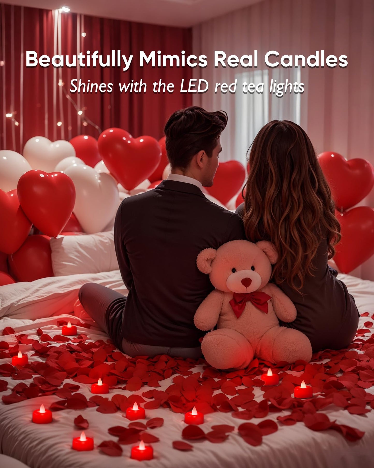 Amagic 24 Pack Red Flameless LED Tea Lights Candles Battery Operated, Electric Fake Tealight Candles for Votive, Wedding, Table Centerpiece, Party, Aniversary, Proposal, Halloween, Christmas