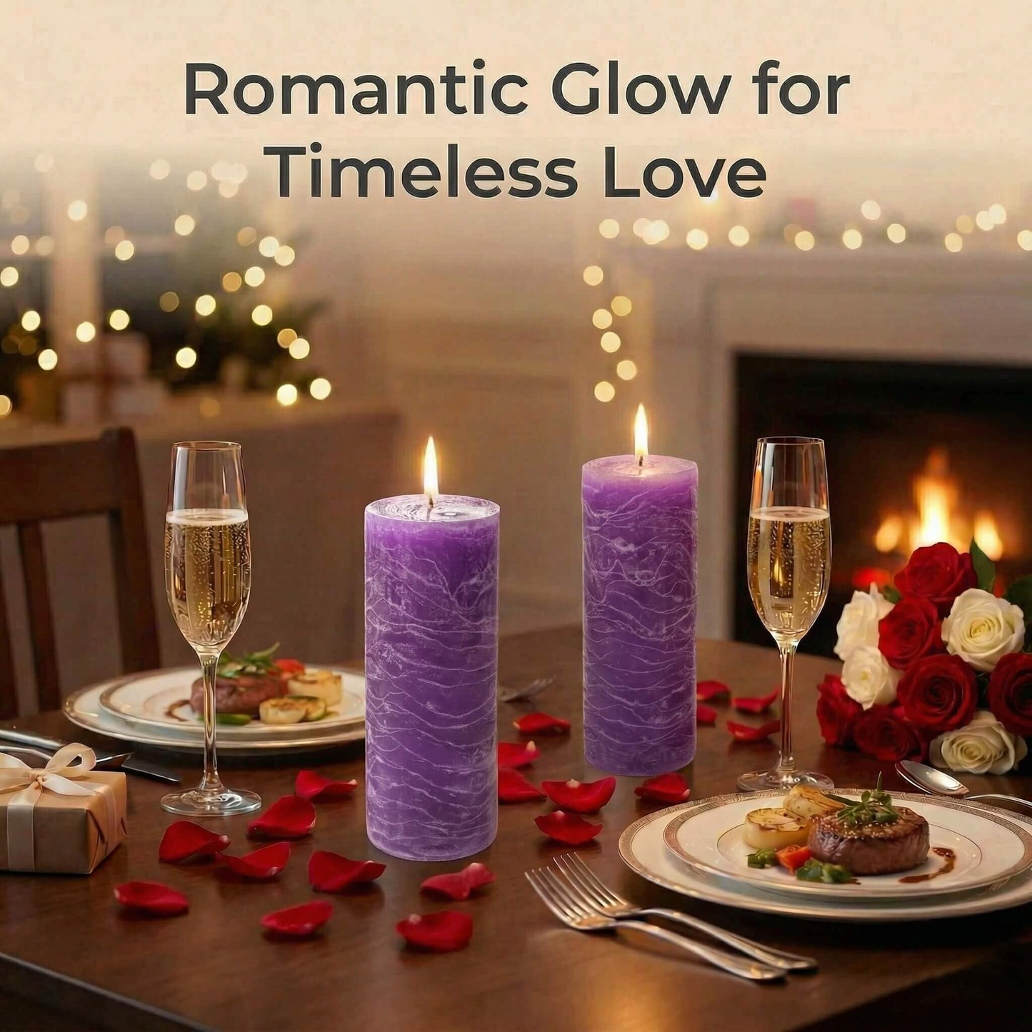 Richland Set of 3 Pillar Candles 3" x 6" Unscented (Lavender Rustic) for Weddings Home Holidays Relaxation Spa Church
