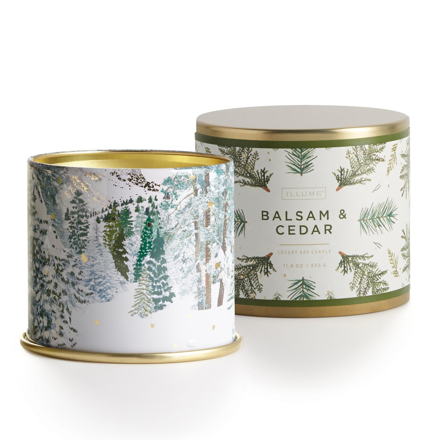 Illume Noble Holiday Collection Balsam & Cedar Vanity Tin, 11.8 oz Candle (45250072000)