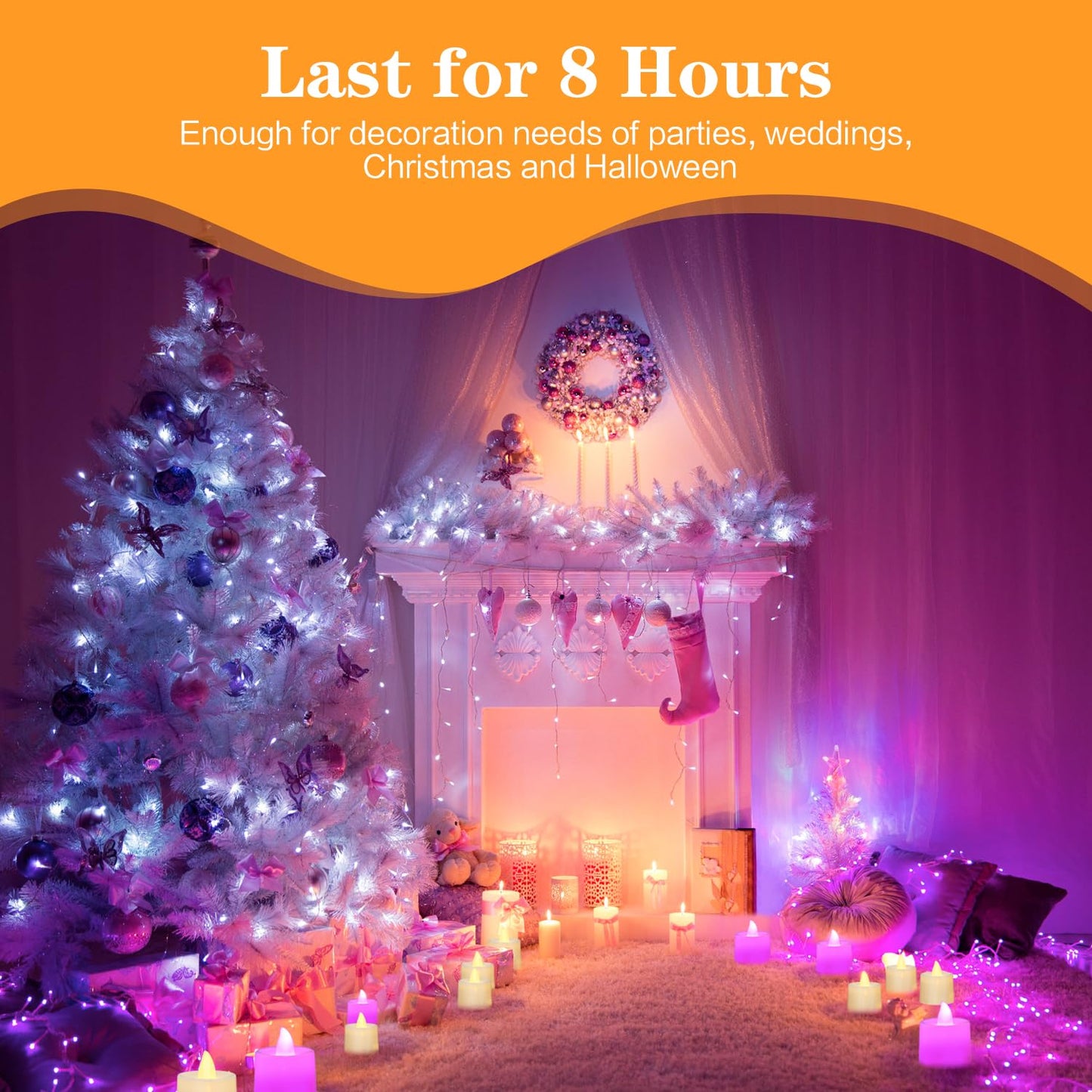 KOABY 50 Pack Flameless Votive Candles, Last 8H+, Warm White Light, No Timer No Flickering